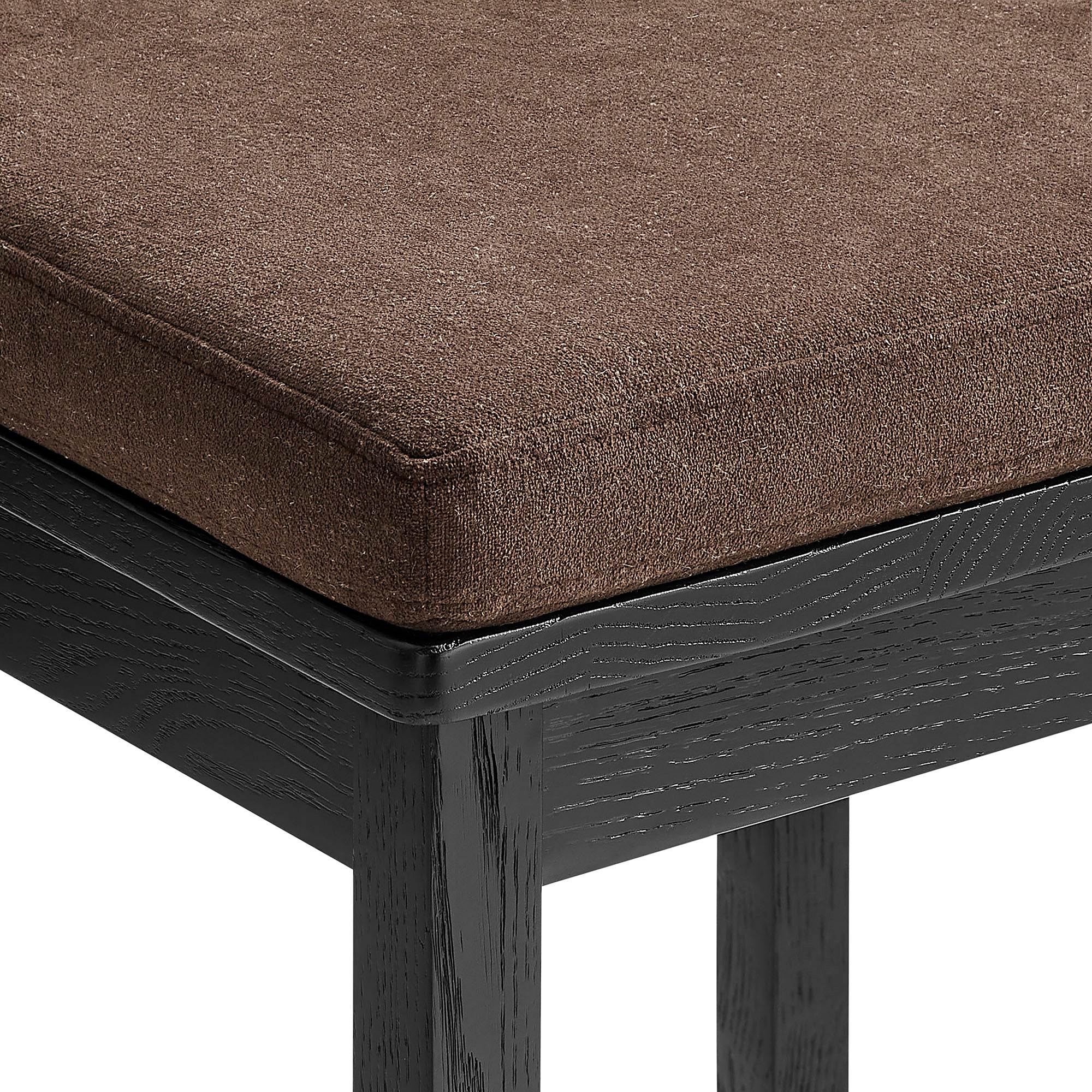 Jax Oak Wood Bar Stool With Wavy Razor Back and Cushion - Weathered Oak Oatmeal Stripe