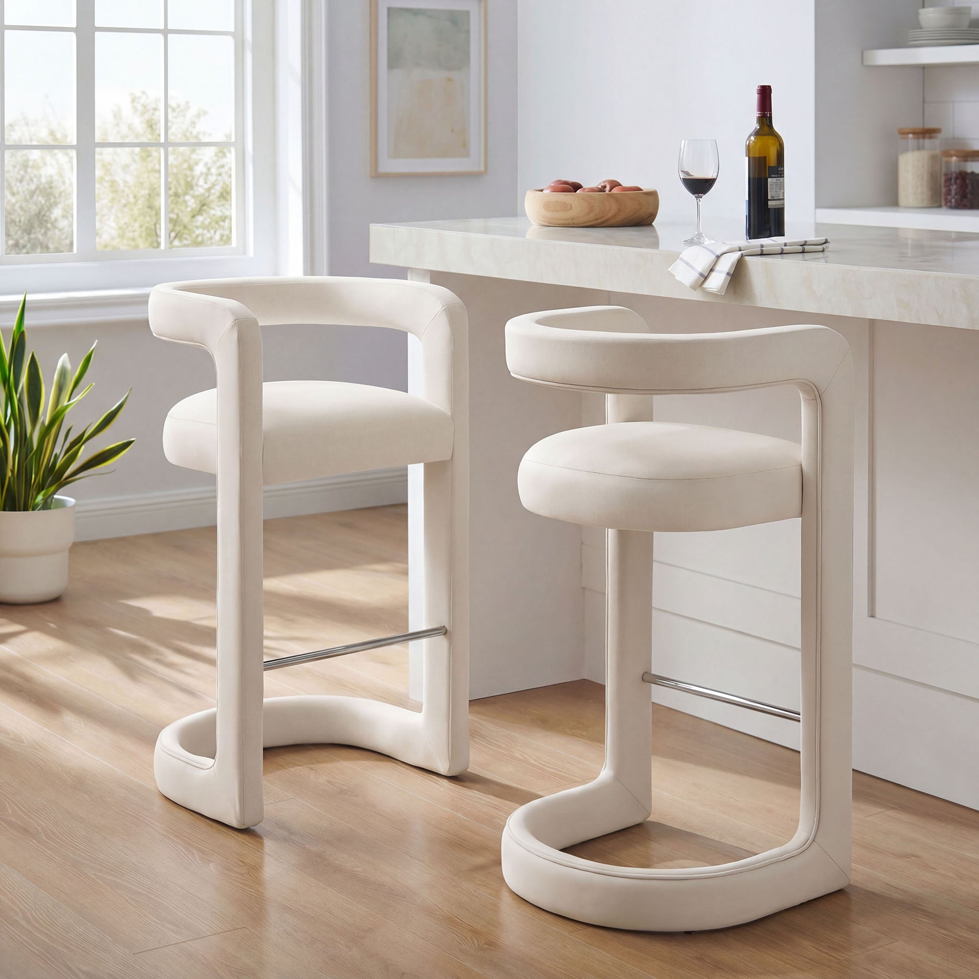 Winslow Performance Velvet Bar Stool Set of 2 by Modway