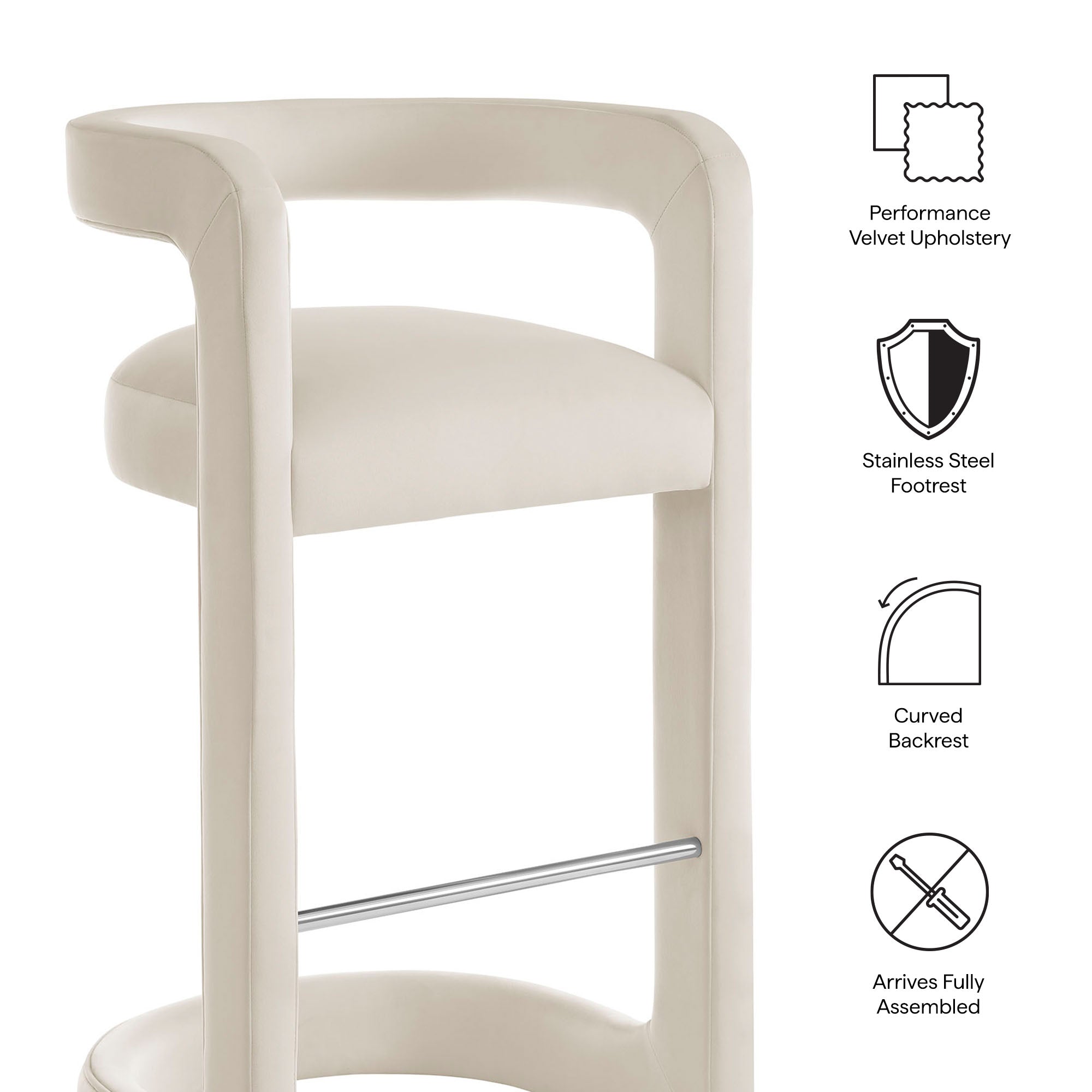 Winslow Performance Velvet Bar Stool Set of 2 by Modway