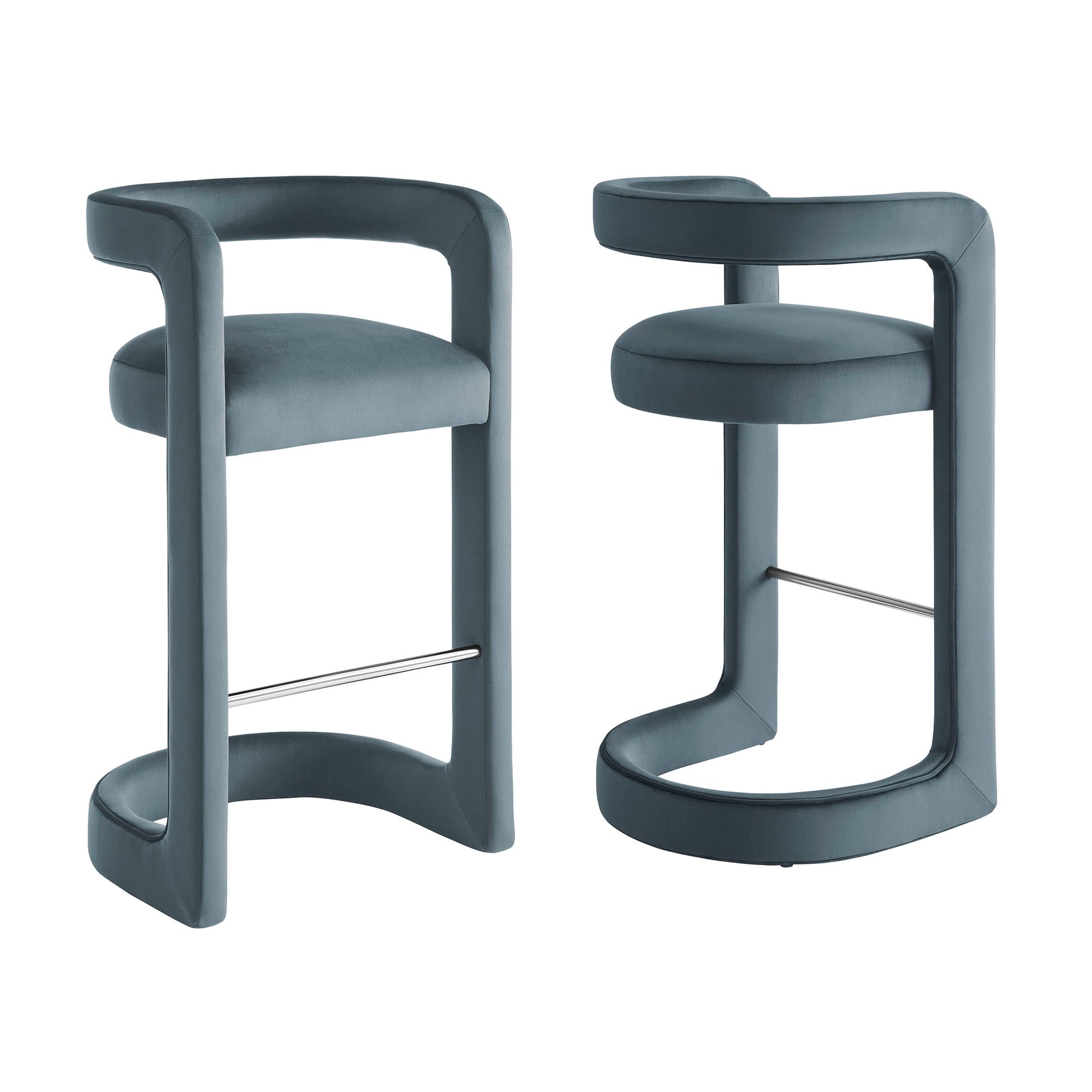 Winslow Performance Velvet Bar Stool Set of 2 by Modway