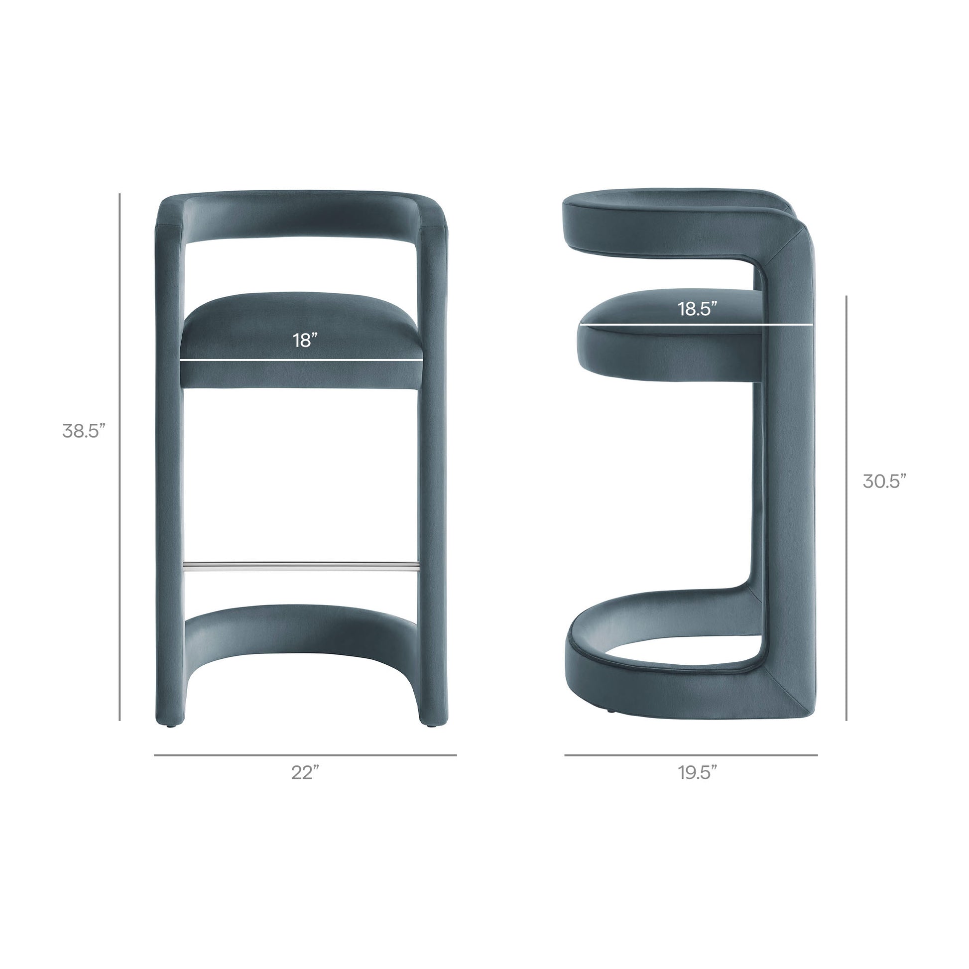 Winslow Performance Velvet Bar Stool Set of 2 by Modway