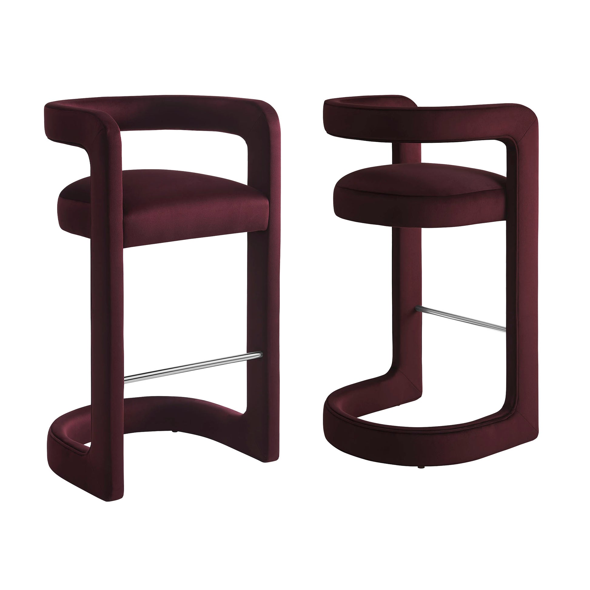 Winslow Performance Velvet Bar Stool Set of 2 by Modway