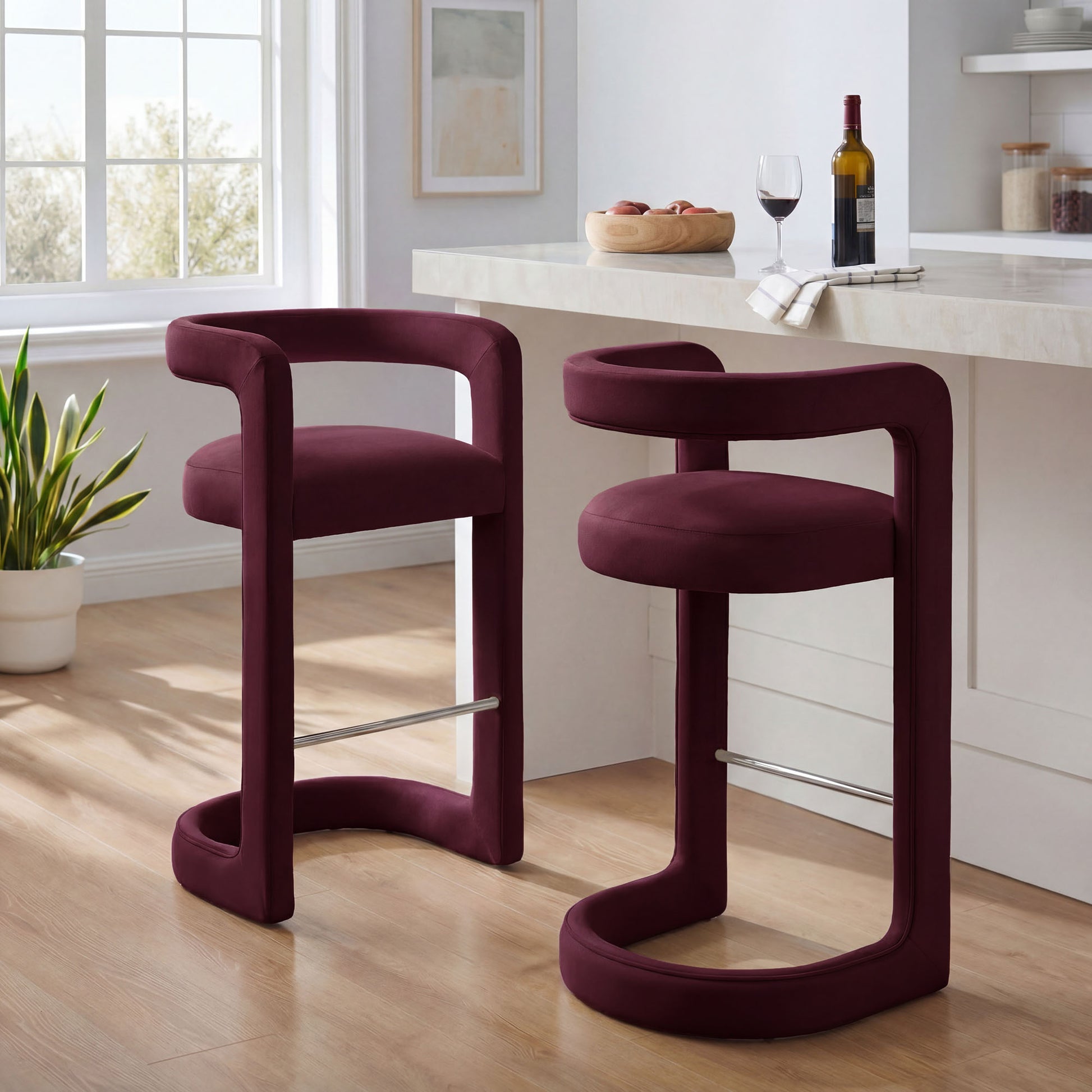 Winslow Performance Velvet Bar Stool Set of 2 by Modway