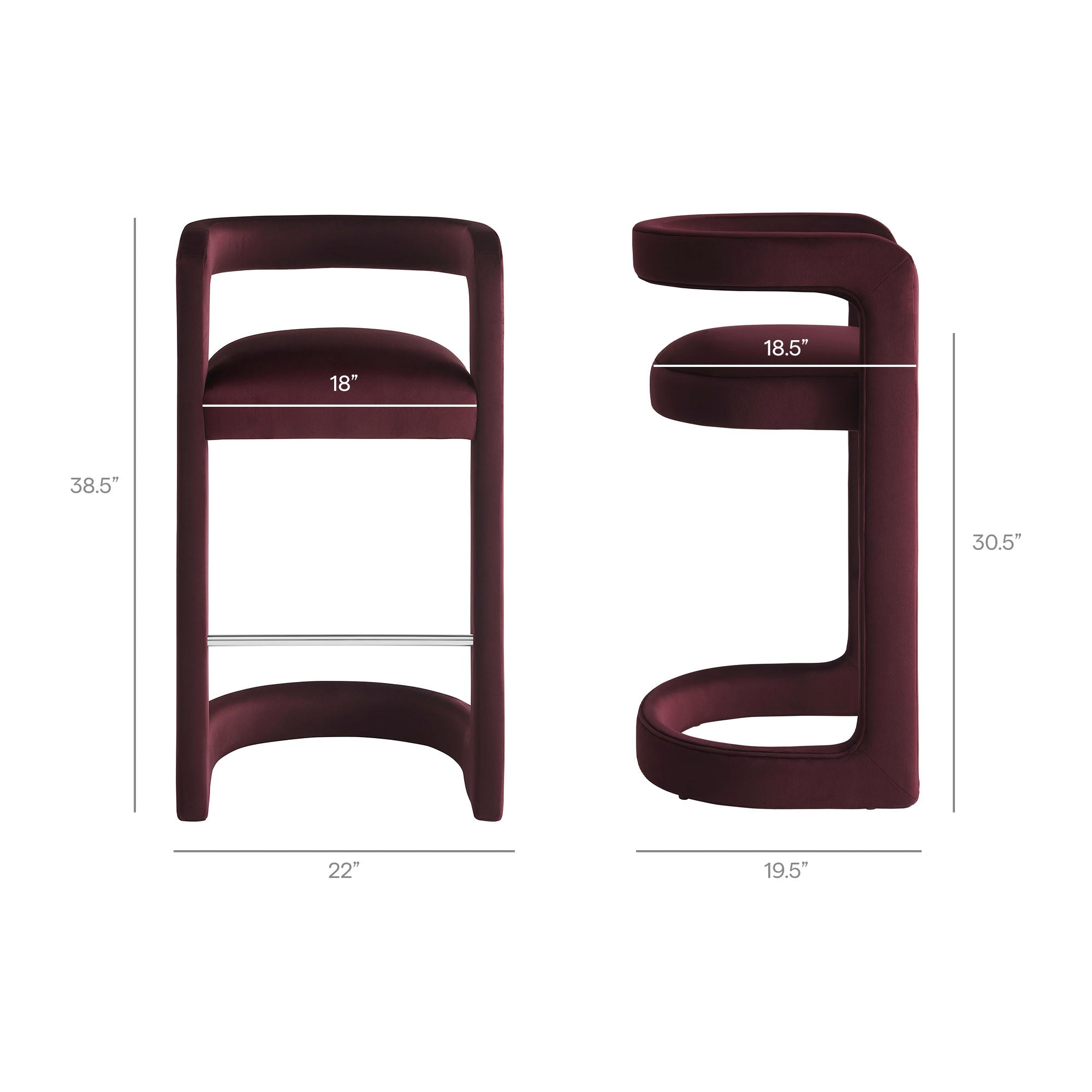 Winslow Performance Velvet Bar Stool Set of 2 by Modway