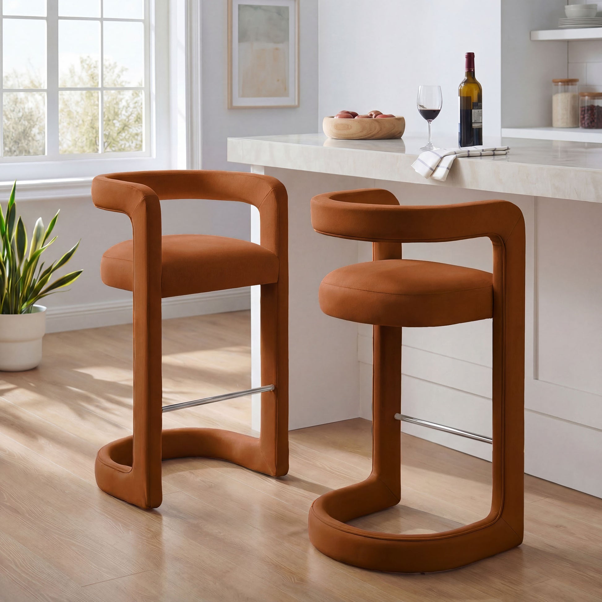 Winslow Performance Velvet Bar Stool Set of 2 by Modway