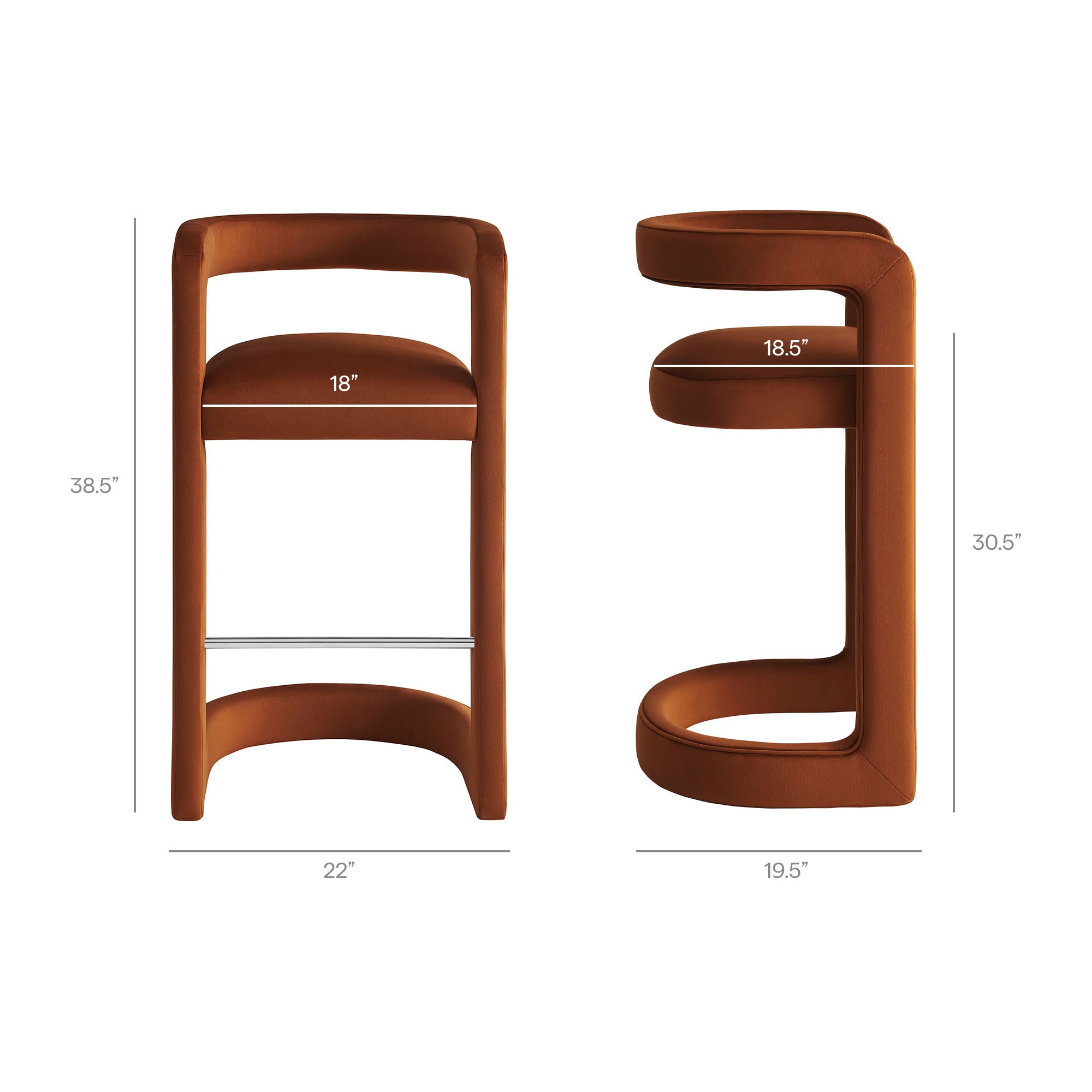 Winslow Performance Velvet Bar Stool Set of 2 by Modway