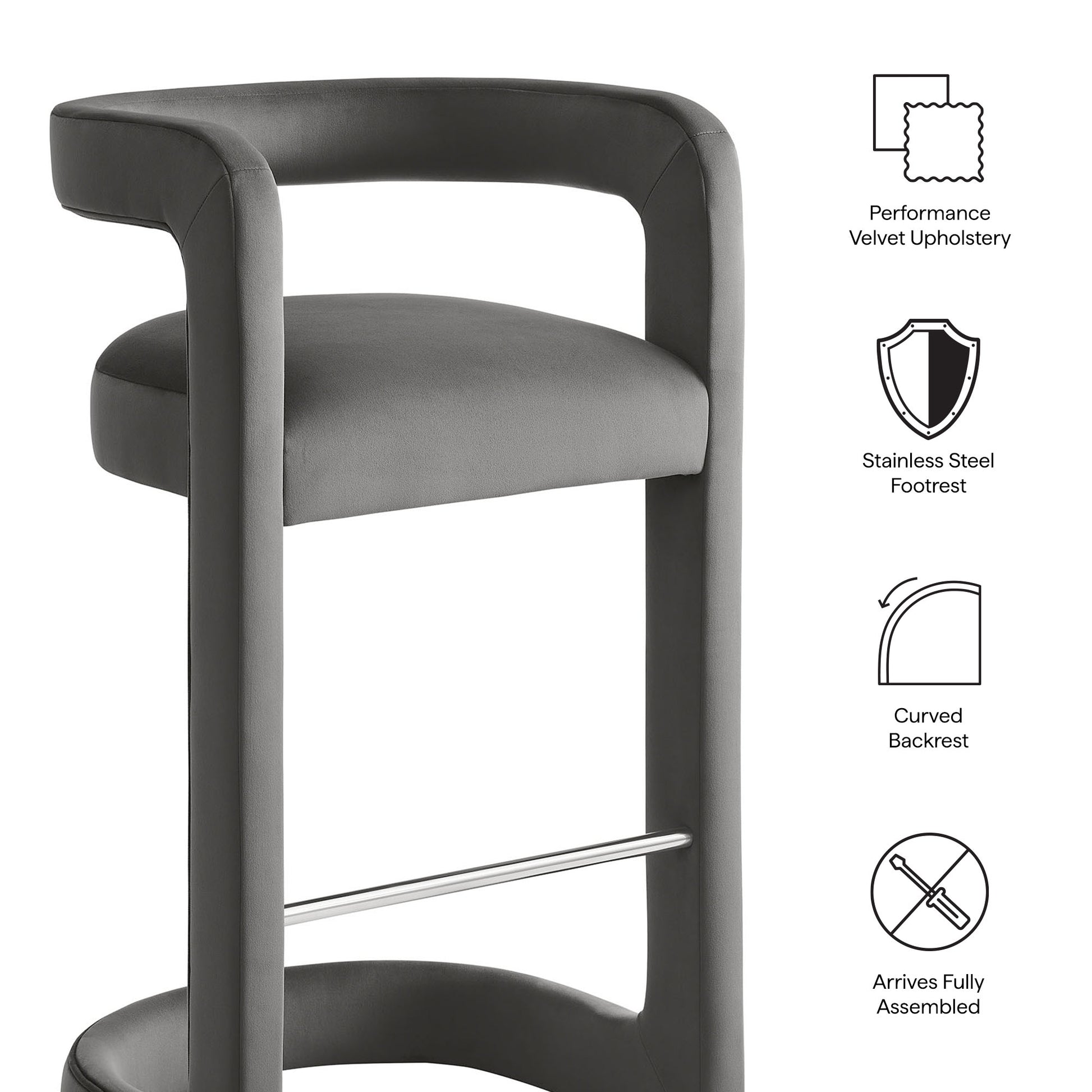Winslow Performance Velvet Bar Stool Set of 2 by Modway
