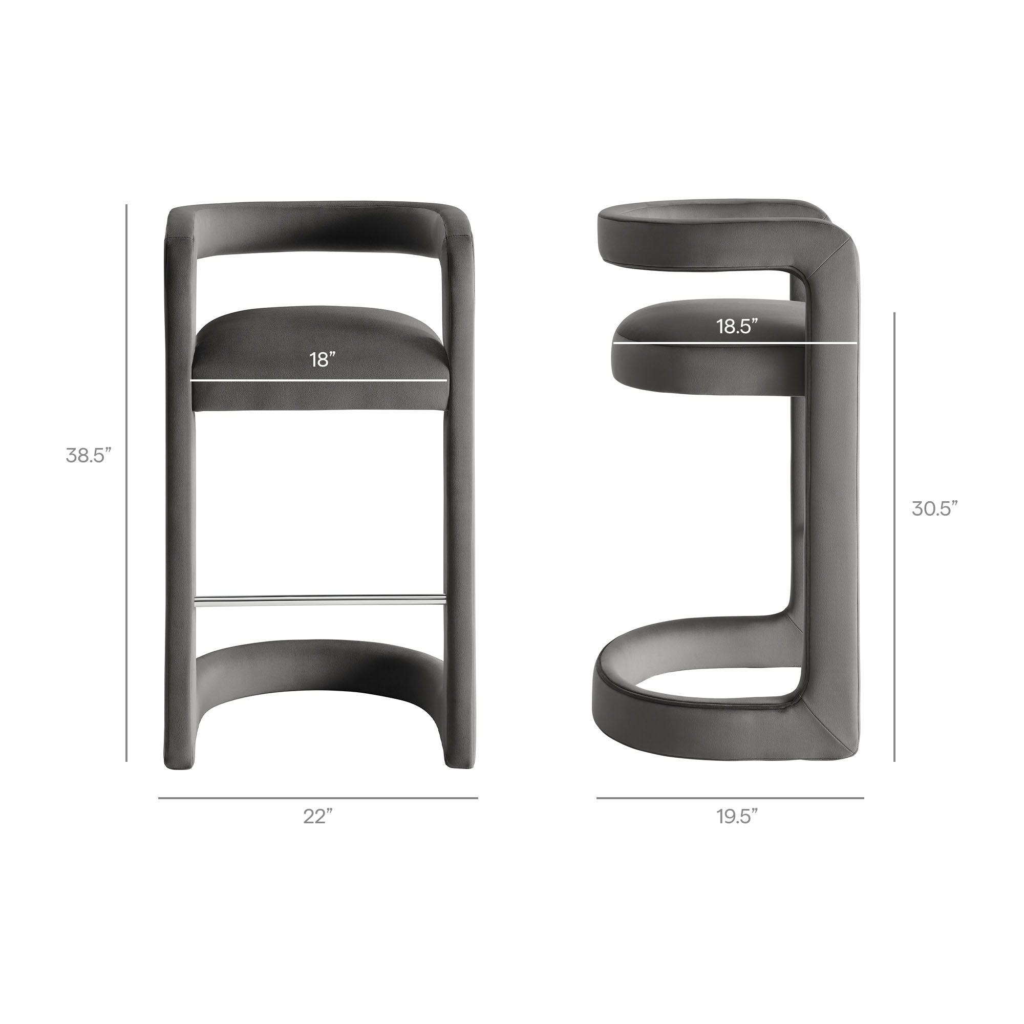 Winslow Performance Velvet Bar Stool Set of 2 by Modway