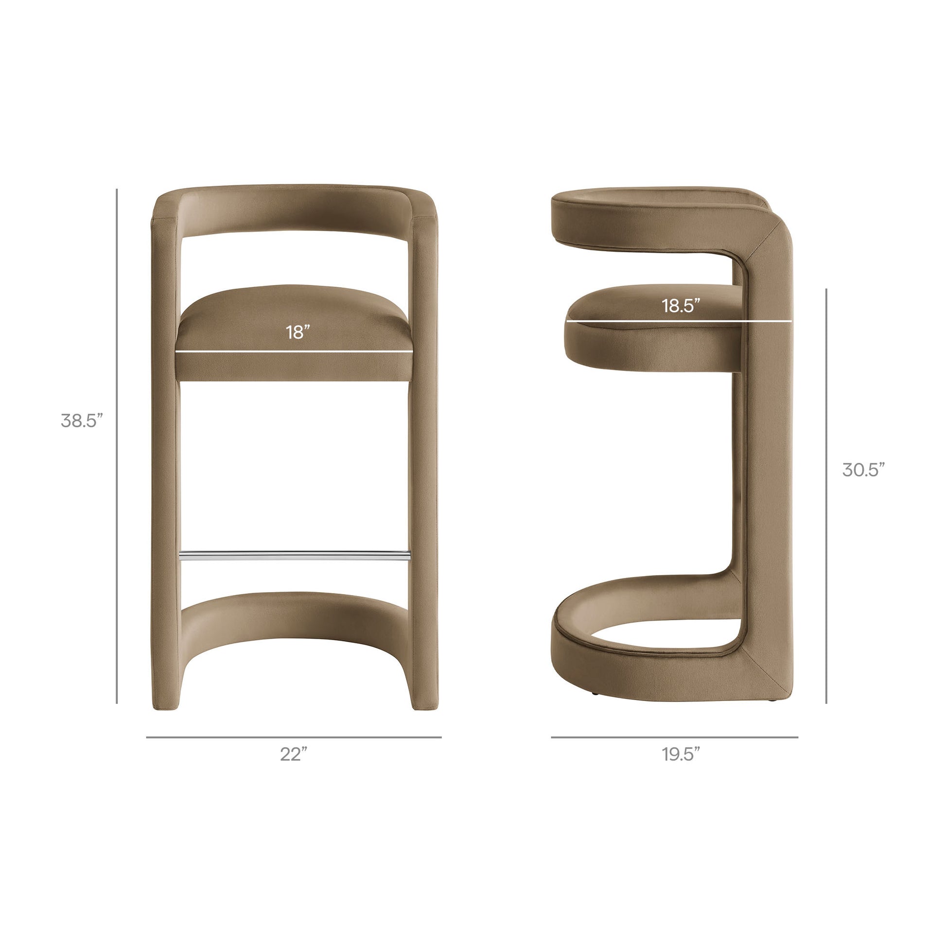 Winslow Performance Velvet Bar Stool Set of 2 by Modway