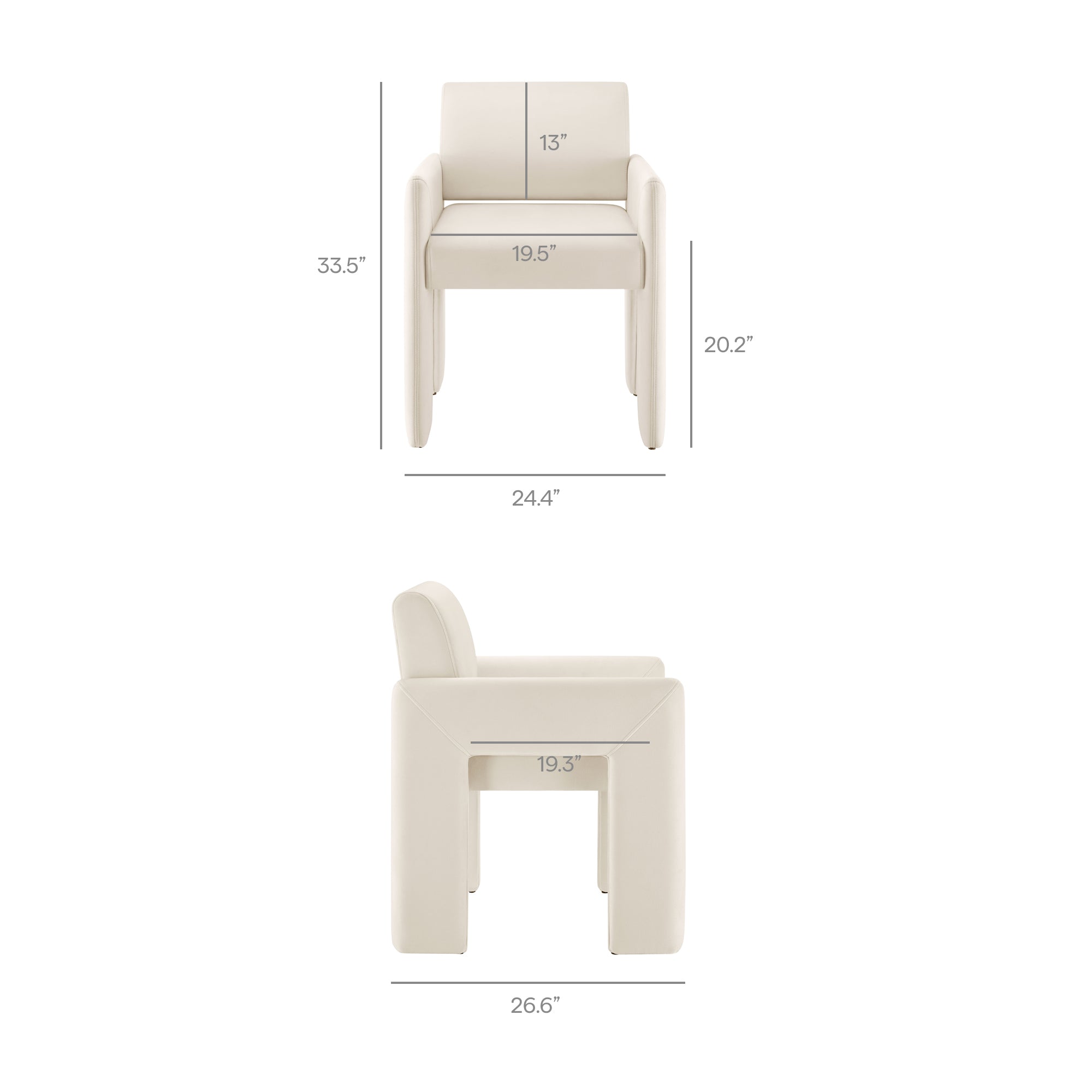 Daven Stain-Resistant Performance Velvet Dining Armchair - Taupe