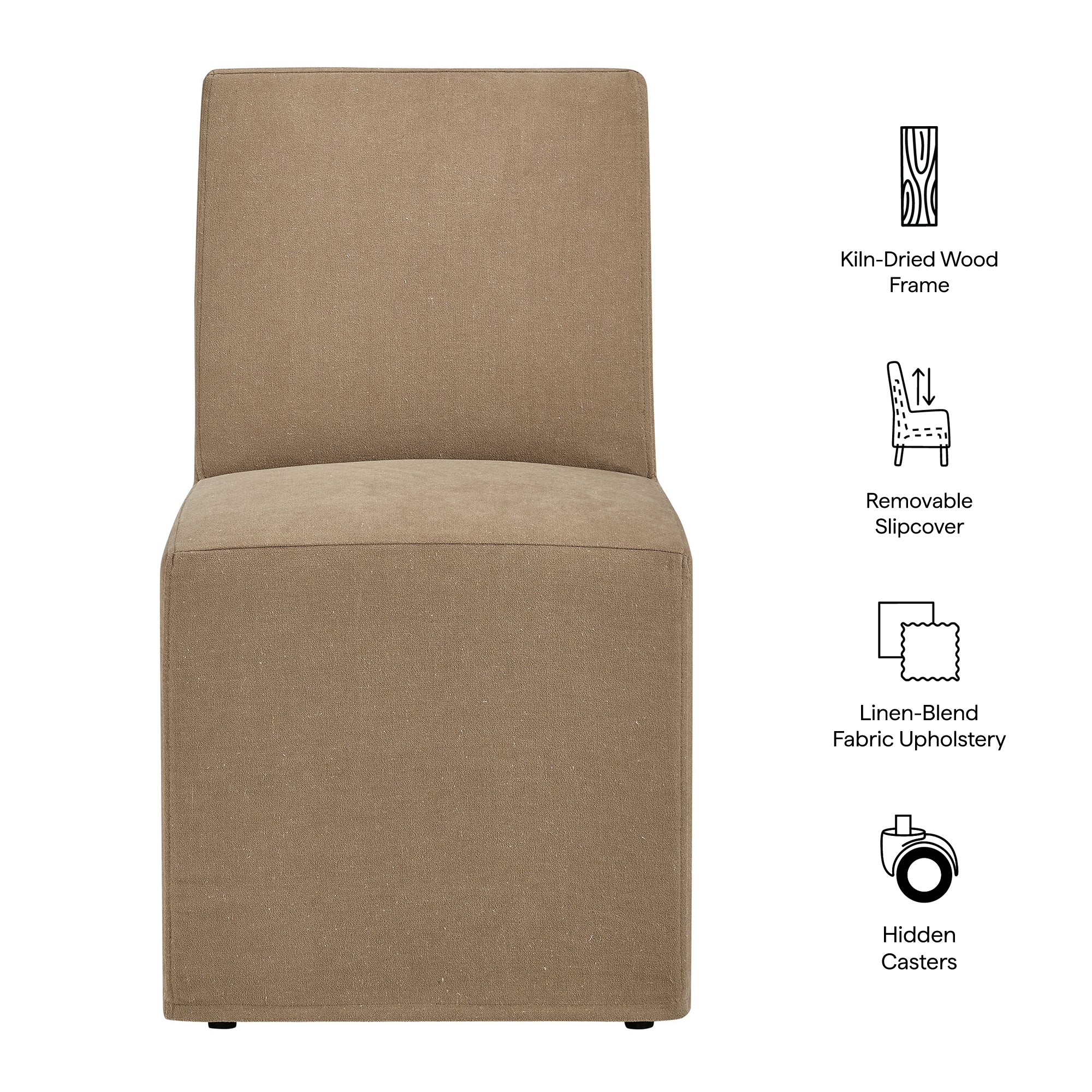 Tessera Upholstered Linen-Blend Slipcovered Dining Chair - Denim