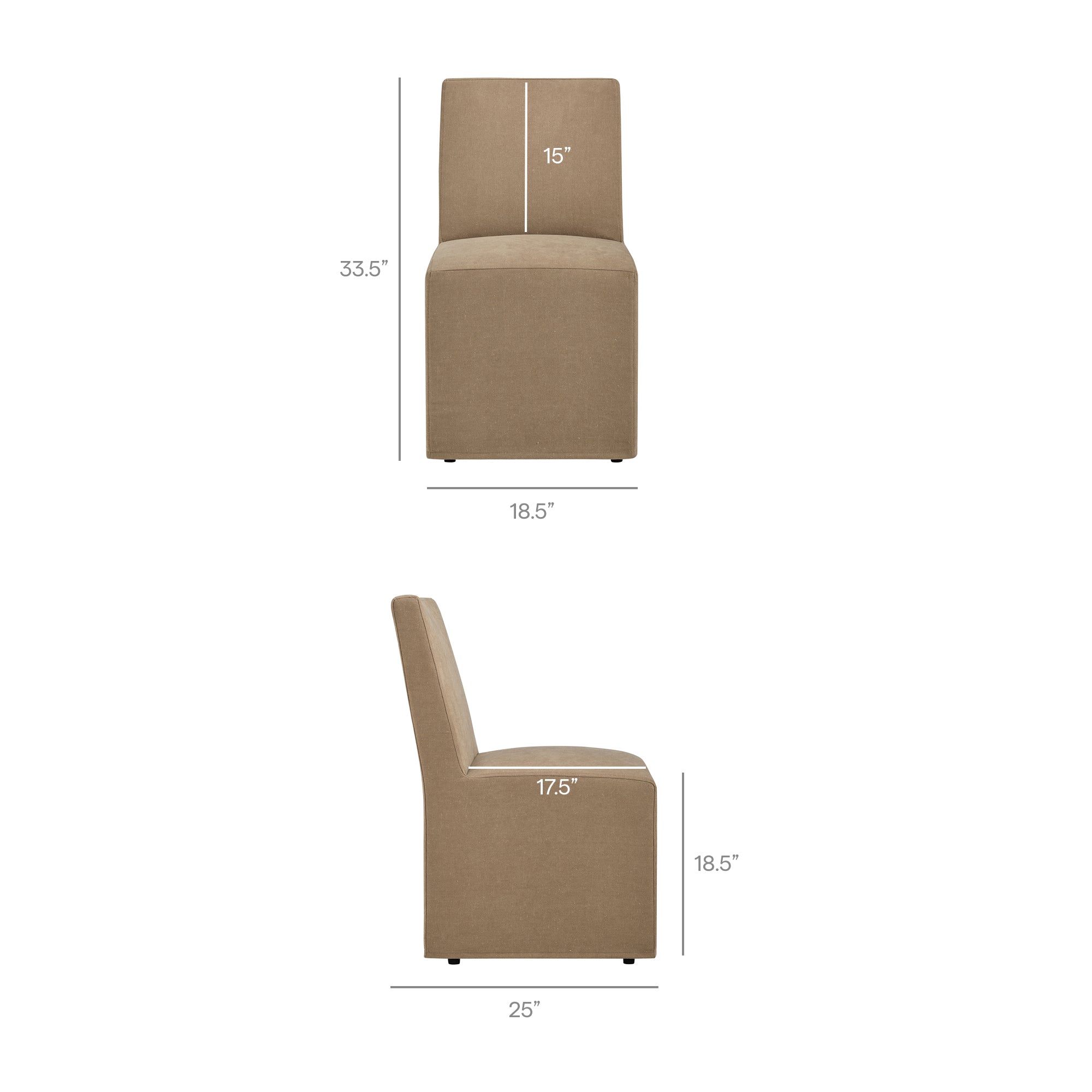 Tessera Upholstered Linen-Blend Slipcovered Dining Chair - Cocoa