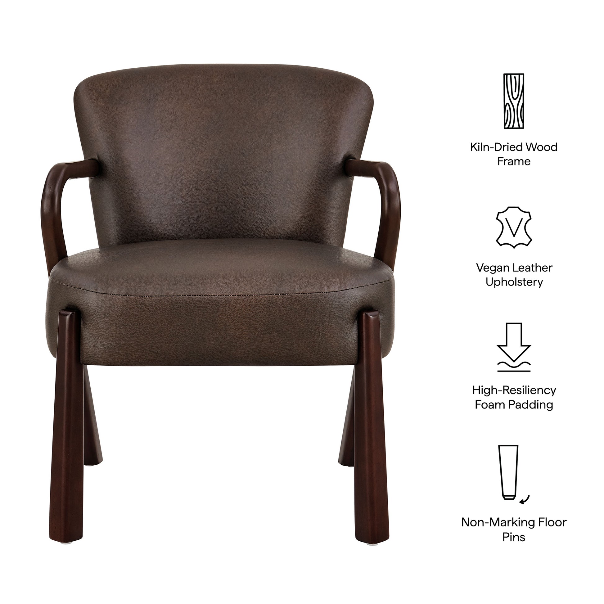 Arden Faux Leather Upholstered Accent Armchair - Toast