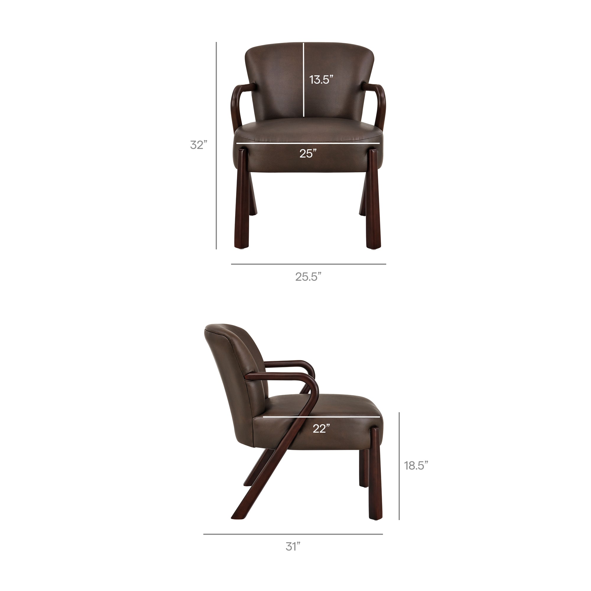 Arden Faux Leather Upholstered Accent Armchair - Mushroom