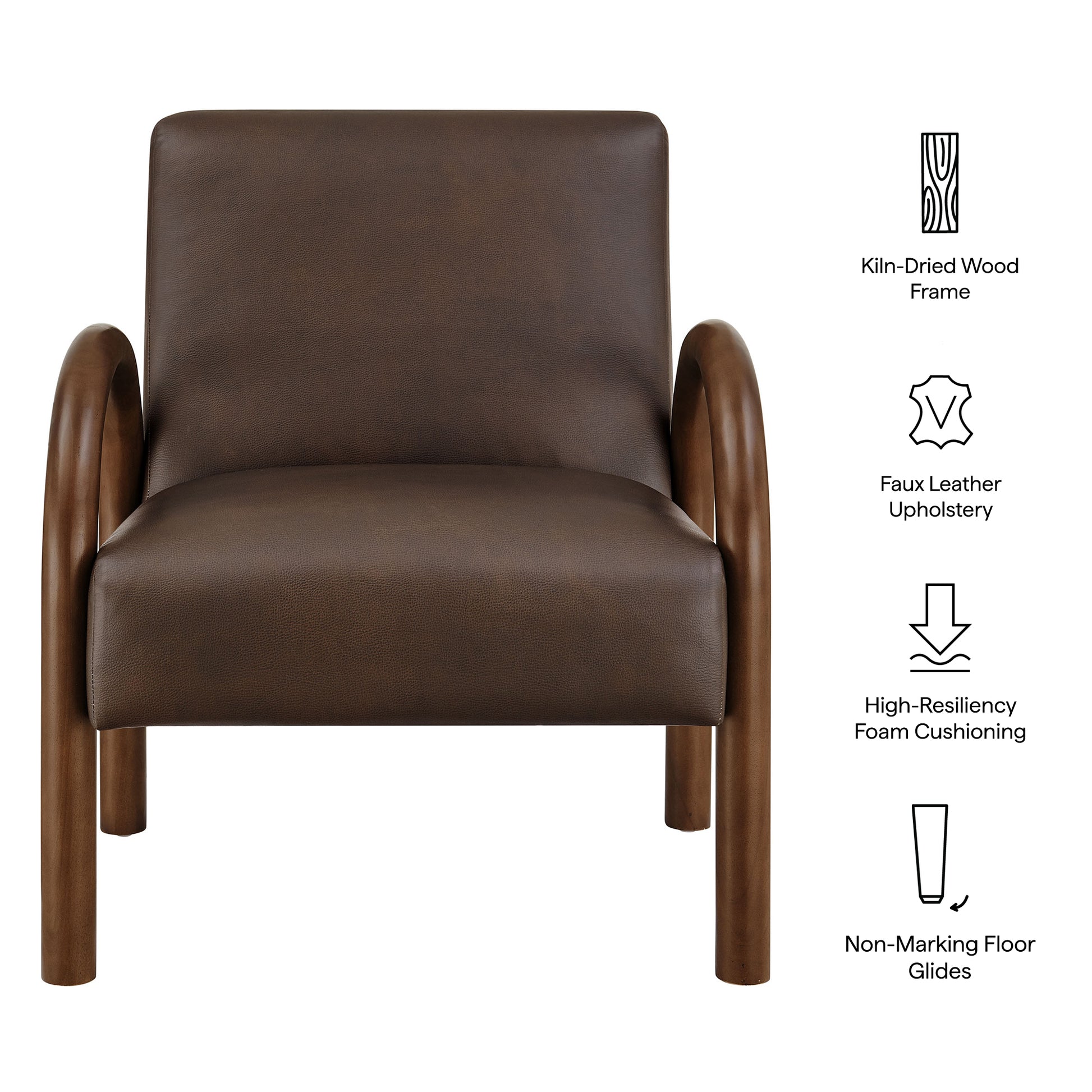 Lunet Faux Leather Upholstered Accent Chair - Toast