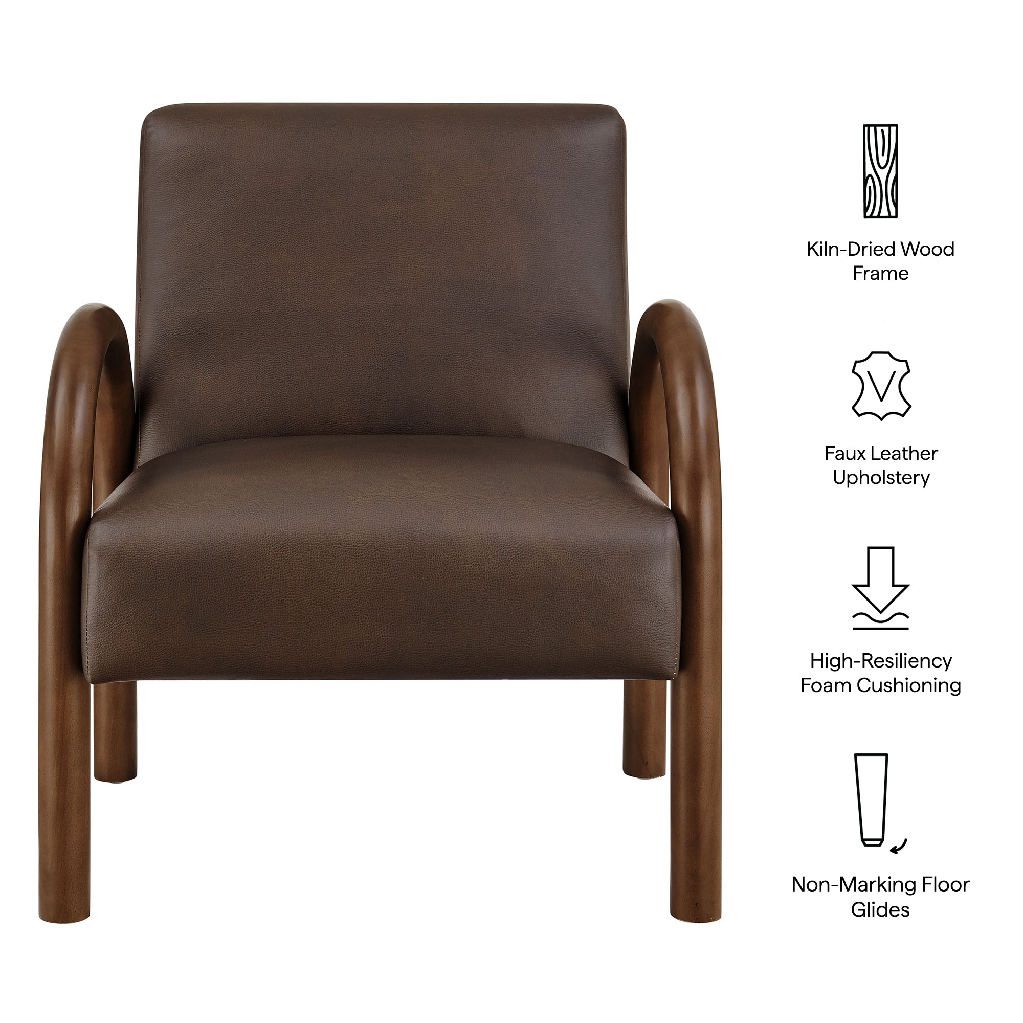 Lunet Faux Leather Upholstered Accent Chair - Toast