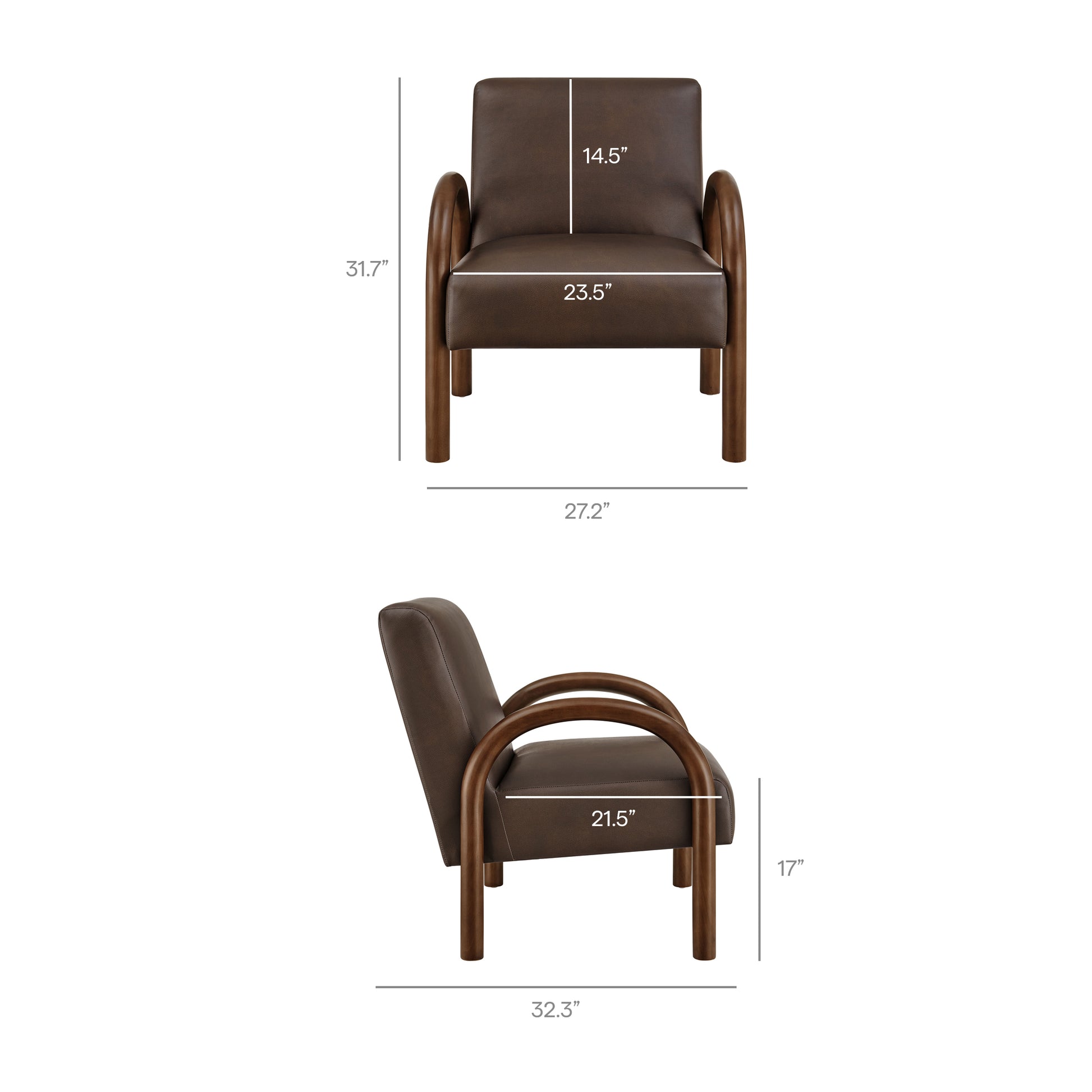 Lunet Faux Leather Upholstered Accent Chair - Mushroom