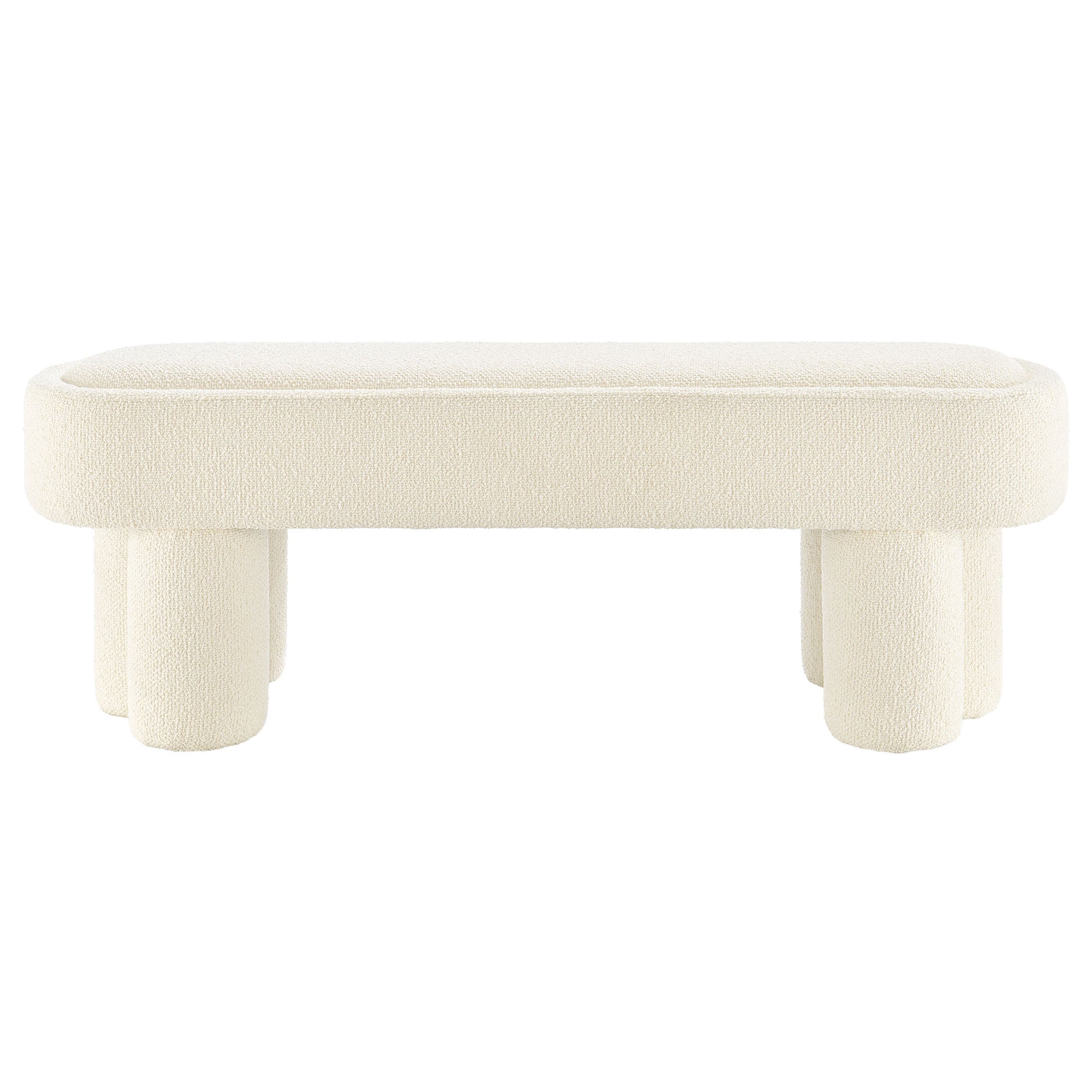 Mossi 52-Inch Oval Boucle Fabric Bench
