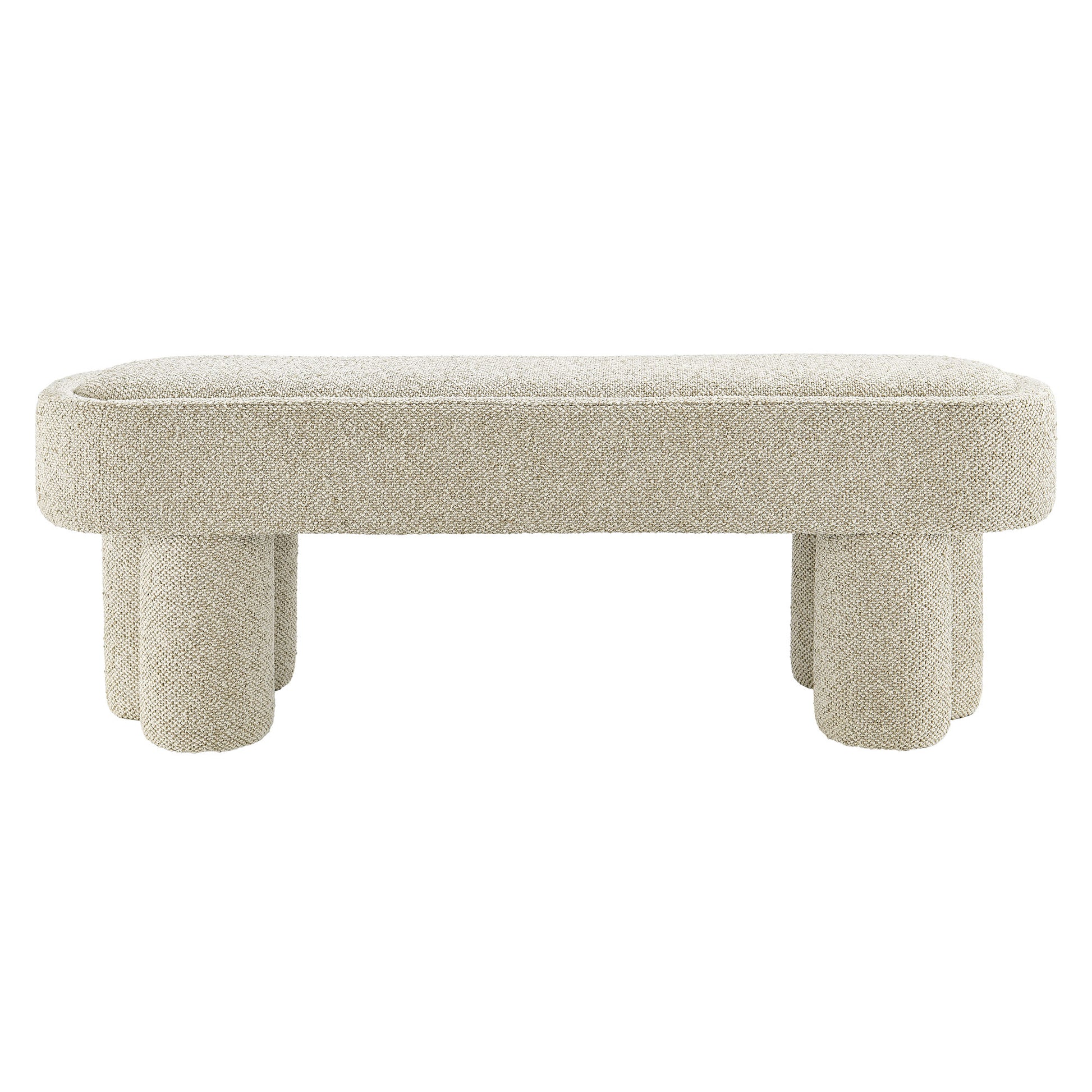 Mossi 52-Inch Oval Boucle Fabric Bench