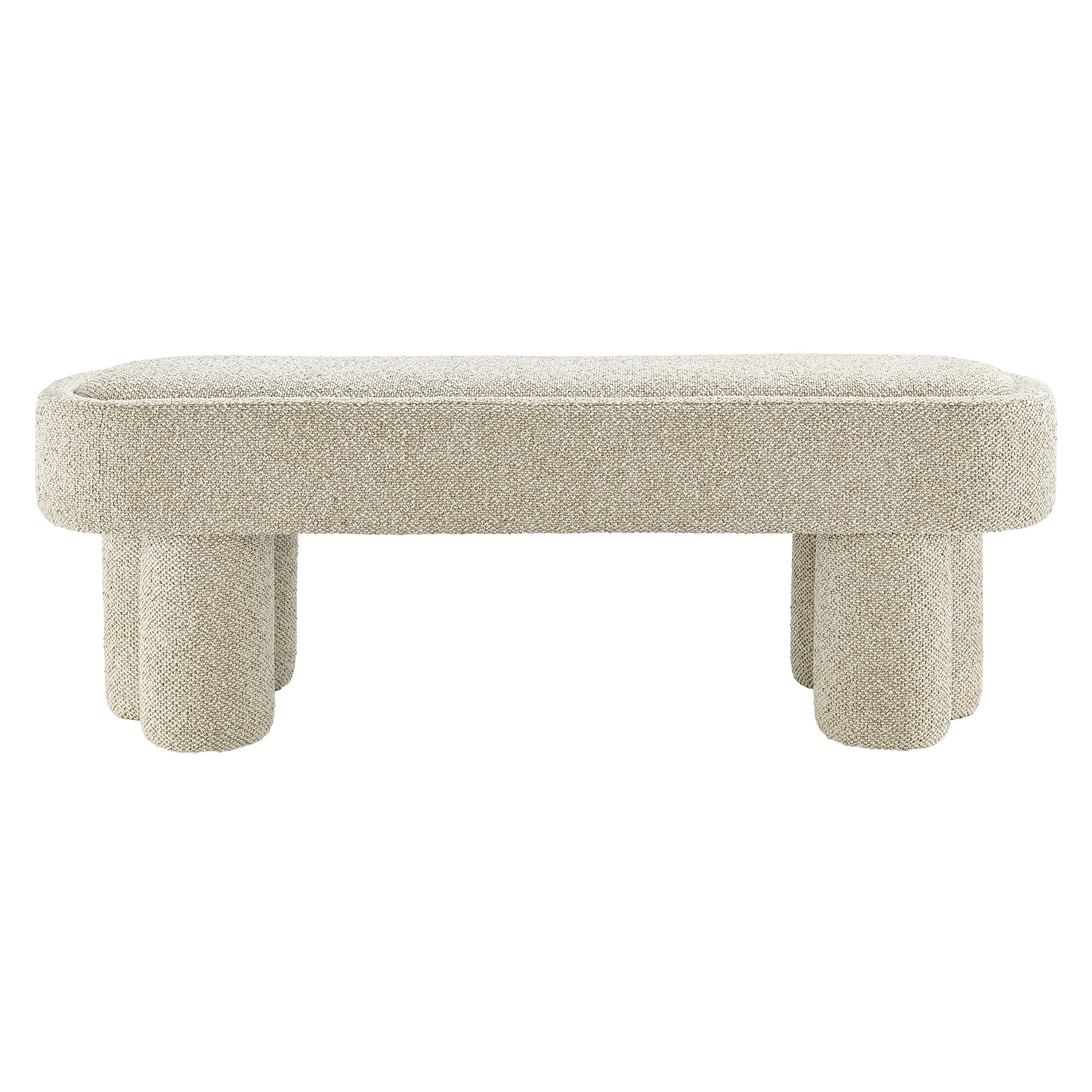 Mossi 52-Inch Oval Boucle Fabric Bench