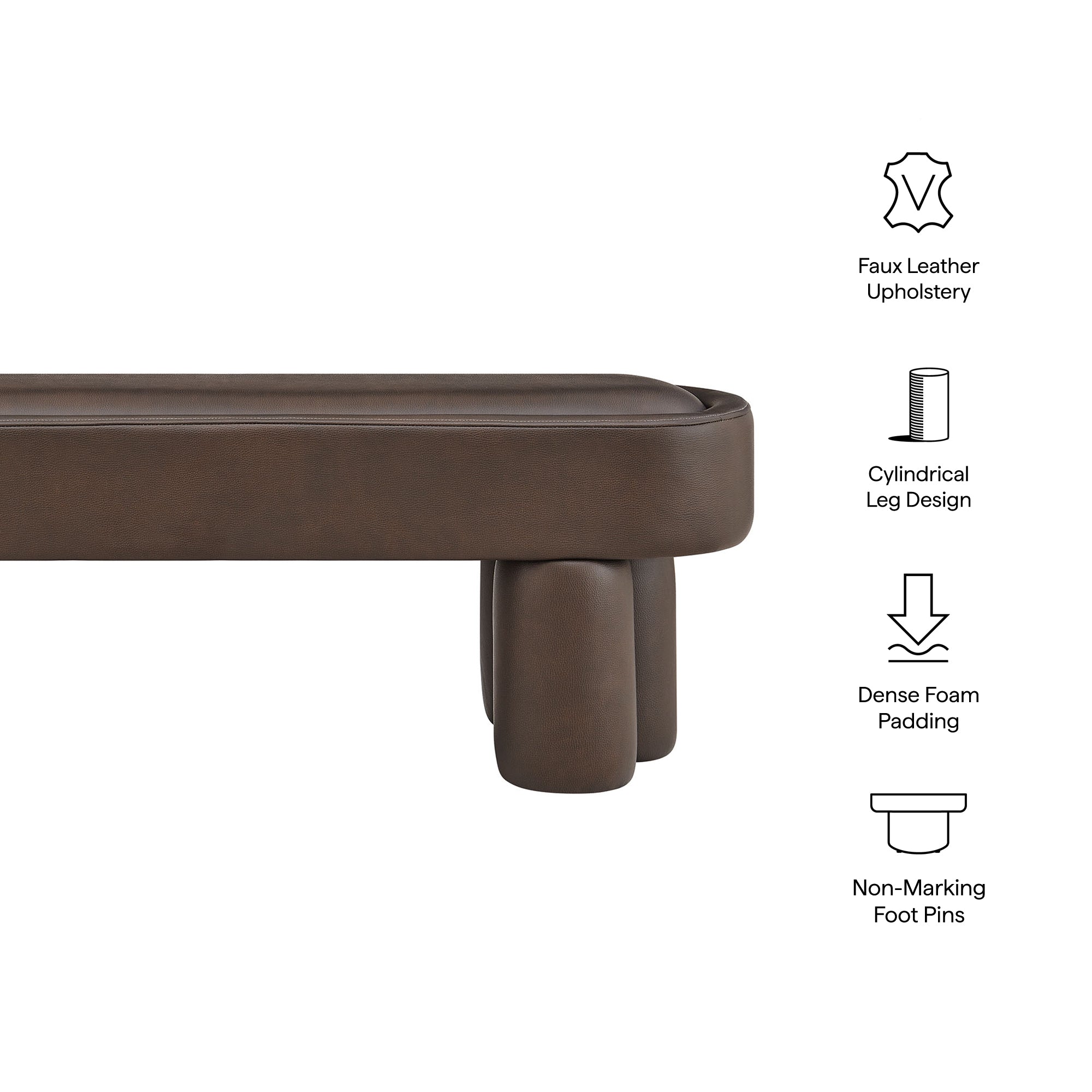 Mossi 52-Inch Oval Vegan Leather Bench - Toast