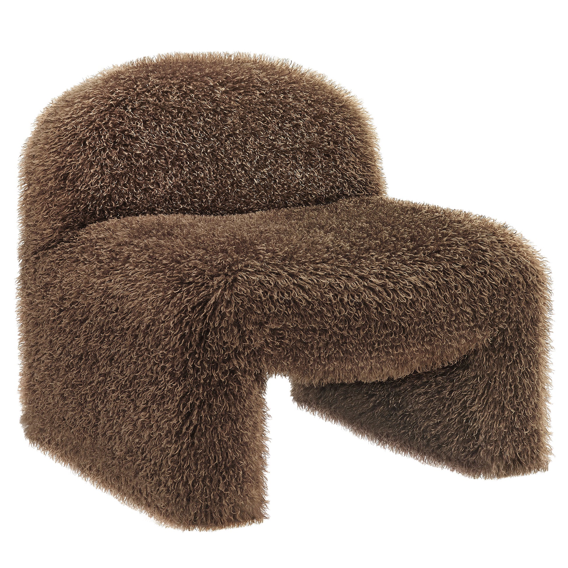 Mina Faux Fur Accent Chair - Brown