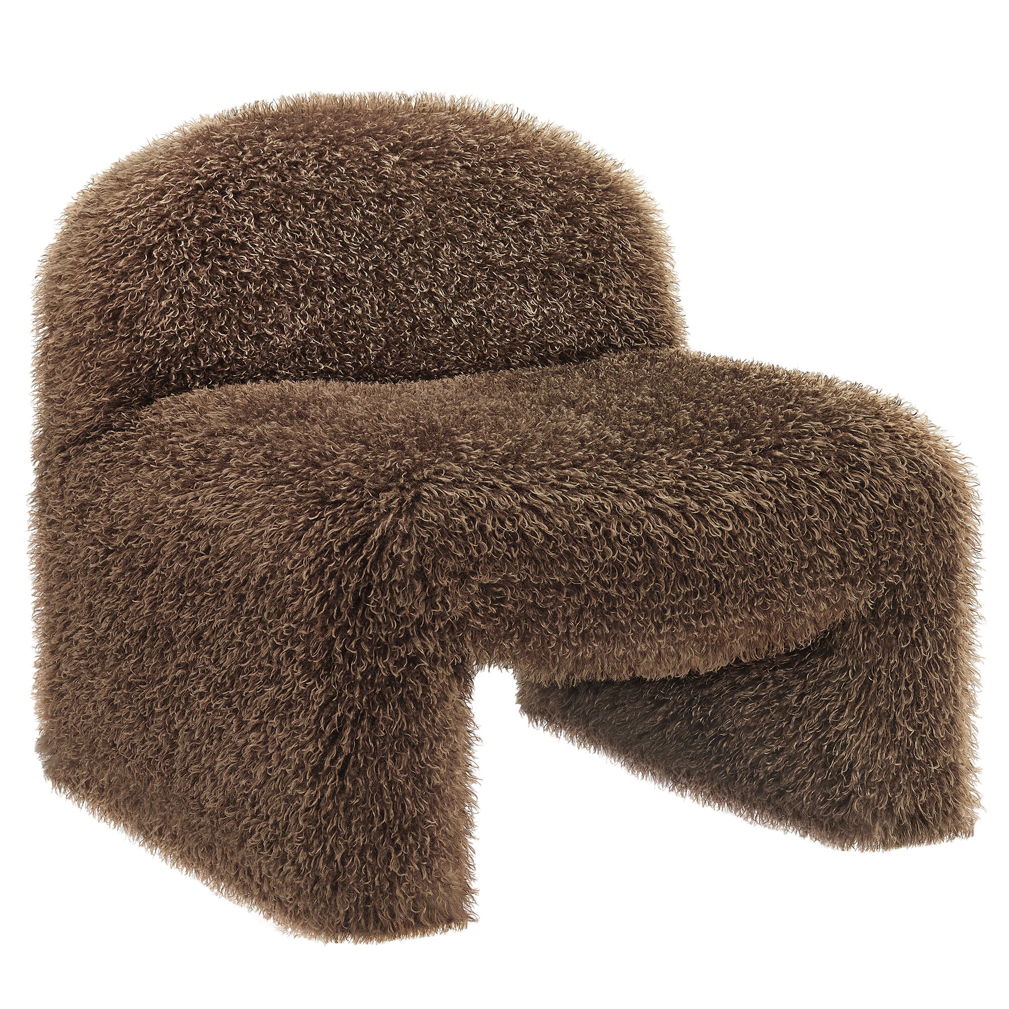 Mina Faux Fur Accent Chair - Brown