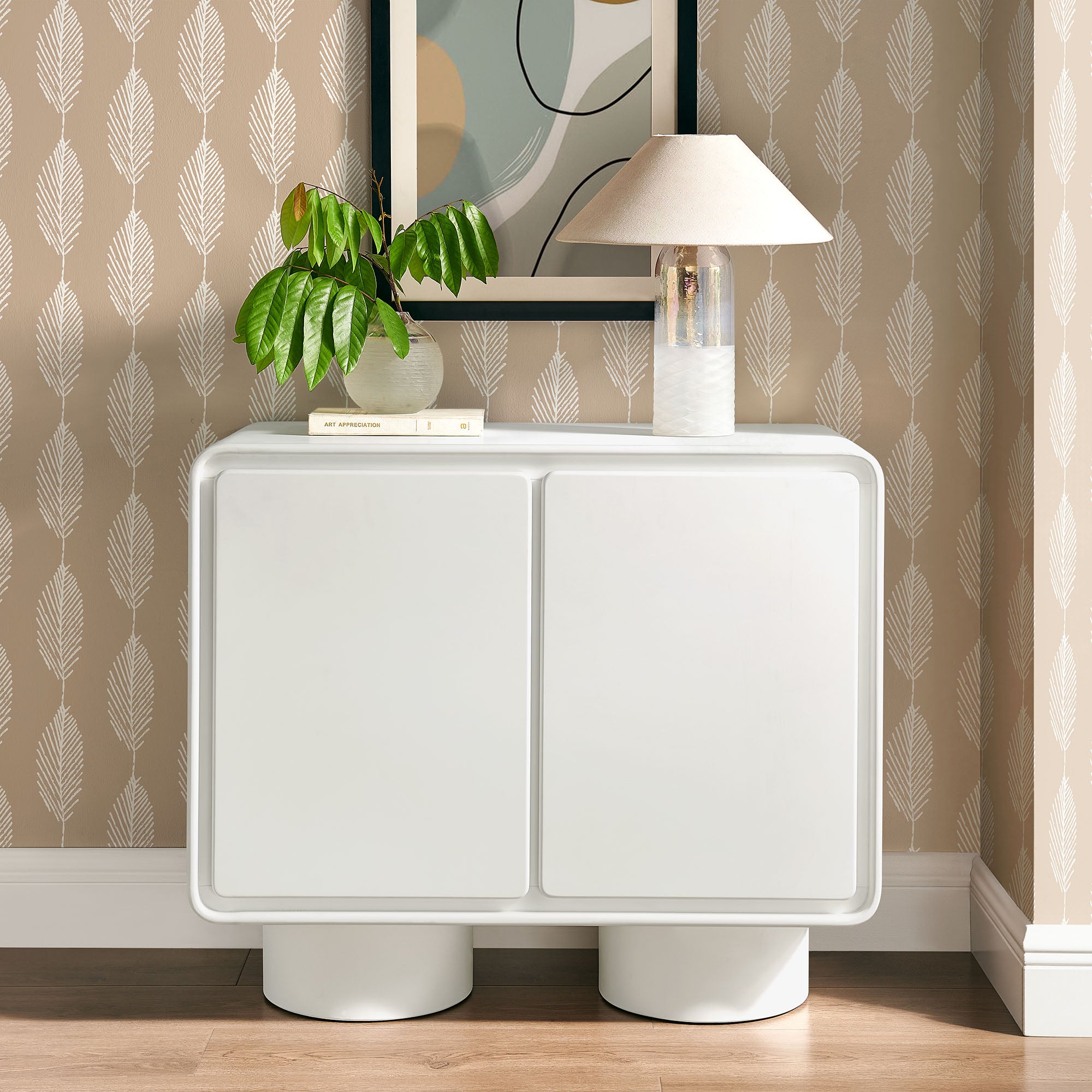 Lumo 2-Door Curved Wood Accent Cabinet