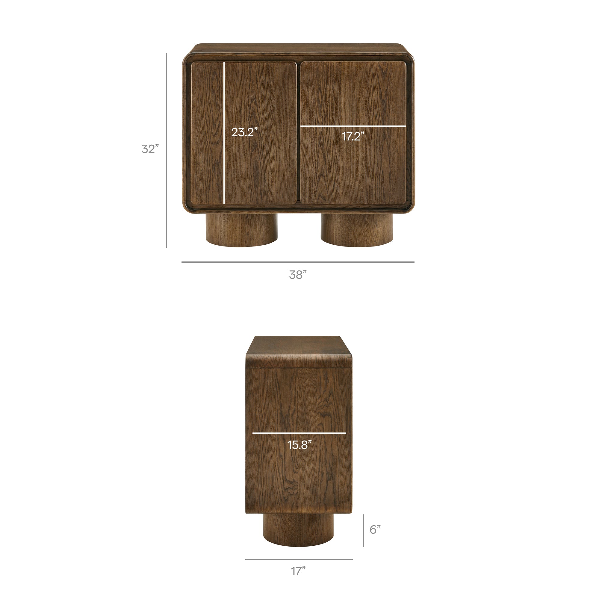 Lumo 2-Door Curved Wood Accent Cabinet