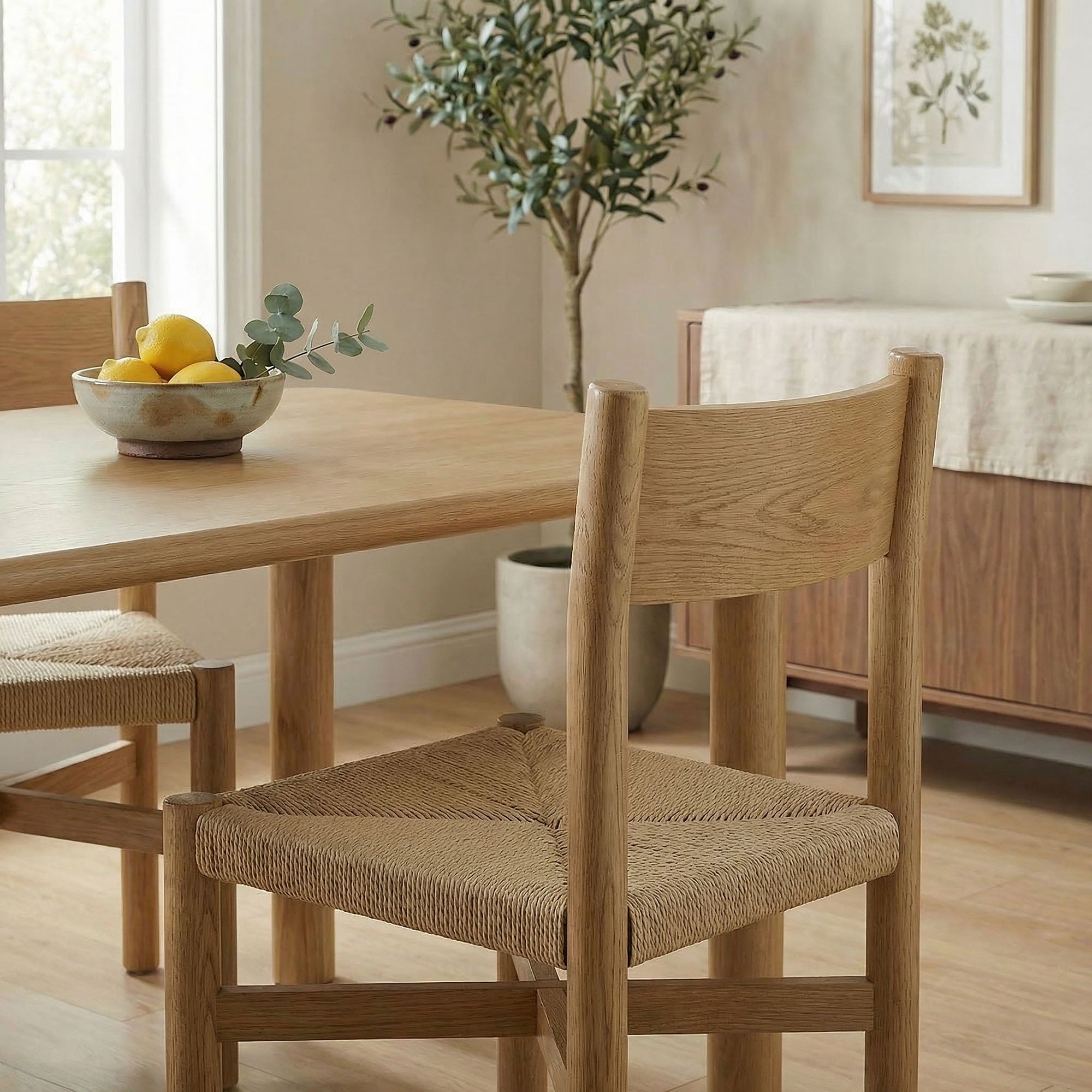 Alvia Oak Wood Dining Side Chair With Woven Seat by Modway