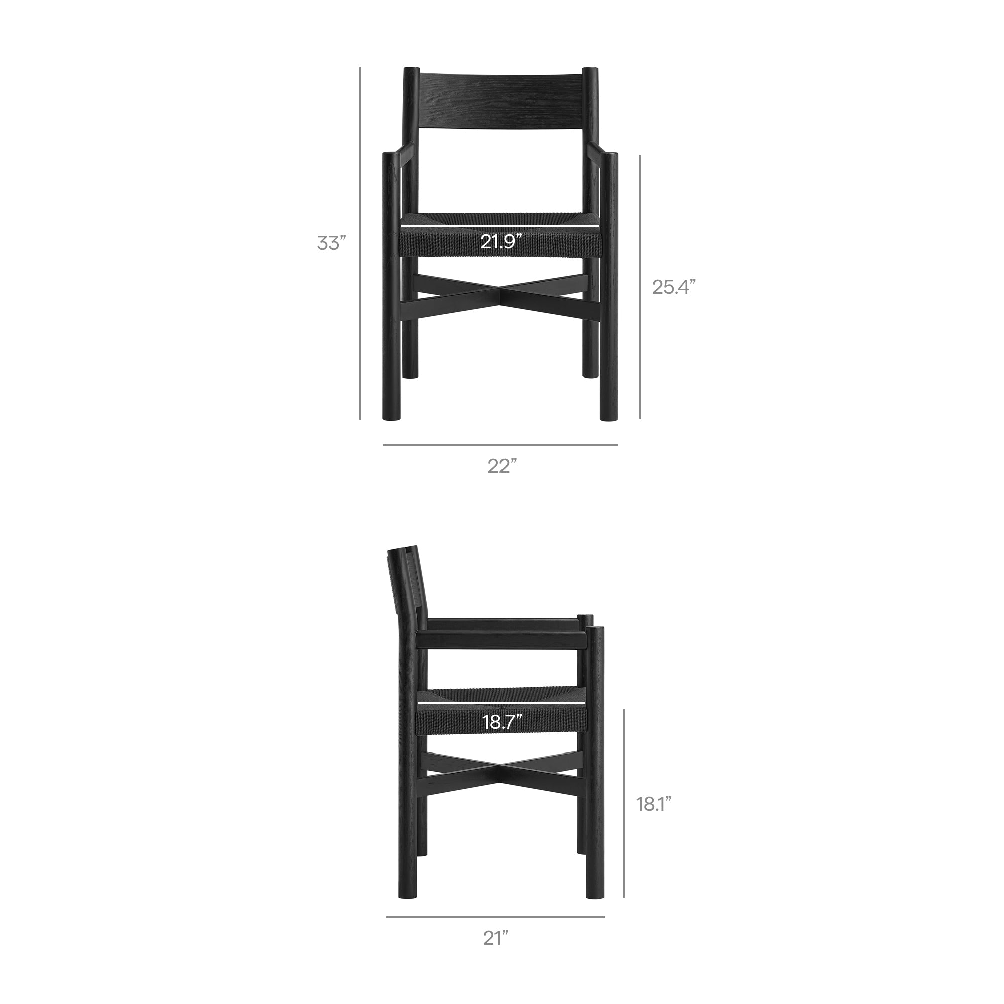 Alvia Oak Wood Dining Armchairs With Woven Seats Set of 2 by Modway