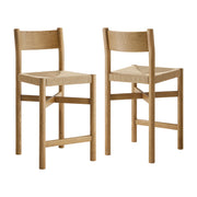 Alvia Oak Wood Counter Stools With Woven Seats Set of 2 by Modway