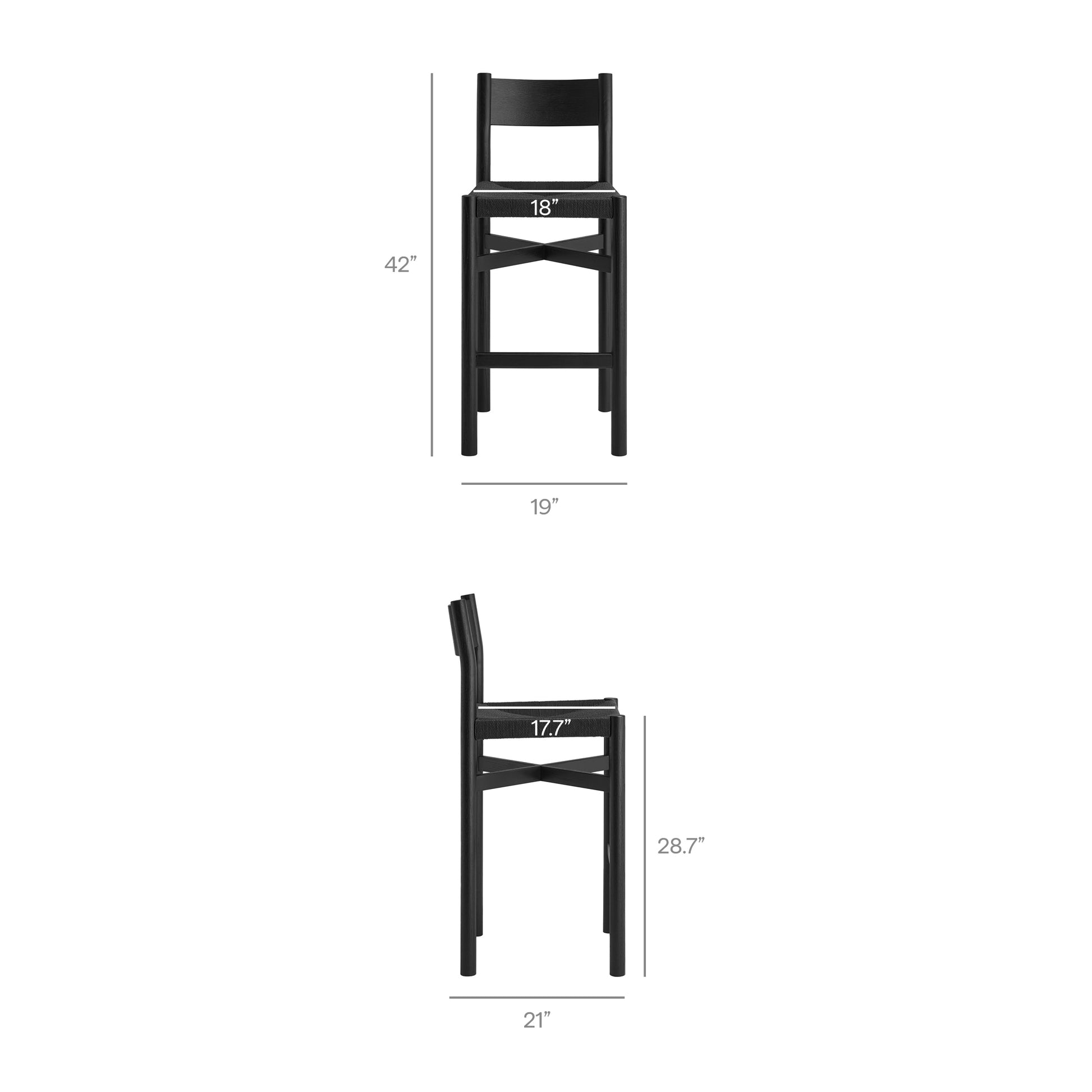 Alvia Oak Wood Bar Stools With Woven Seats Set of 2 by Modway