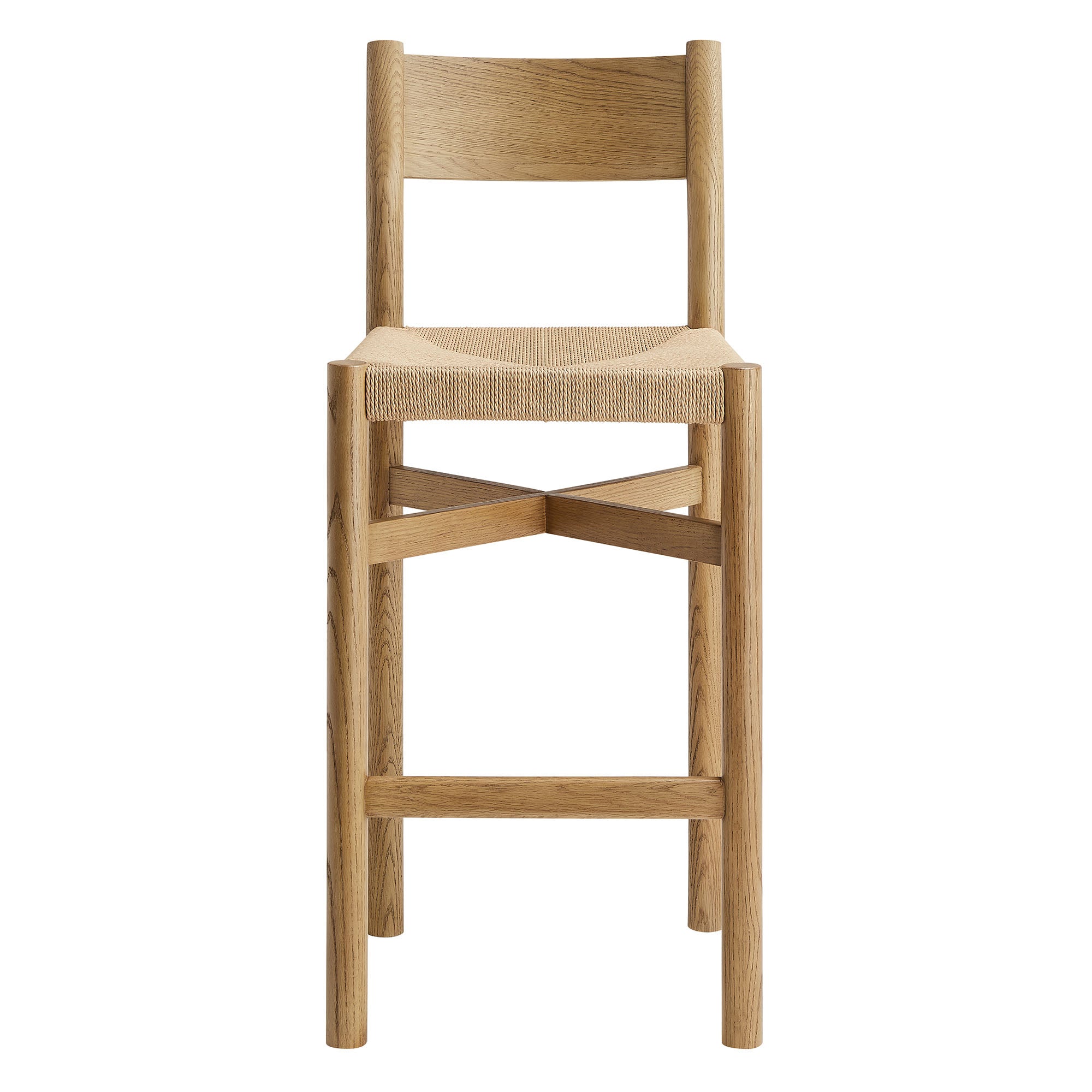 Alvia Oak Wood Bar Stools With Woven Seats Set of 2 by Modway