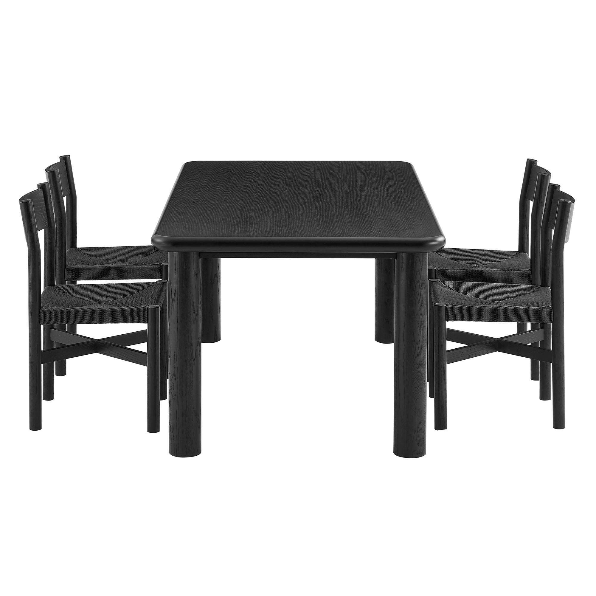 Alvia 5-Piece Oak Wood Dining Table and Chairs Set by Modway