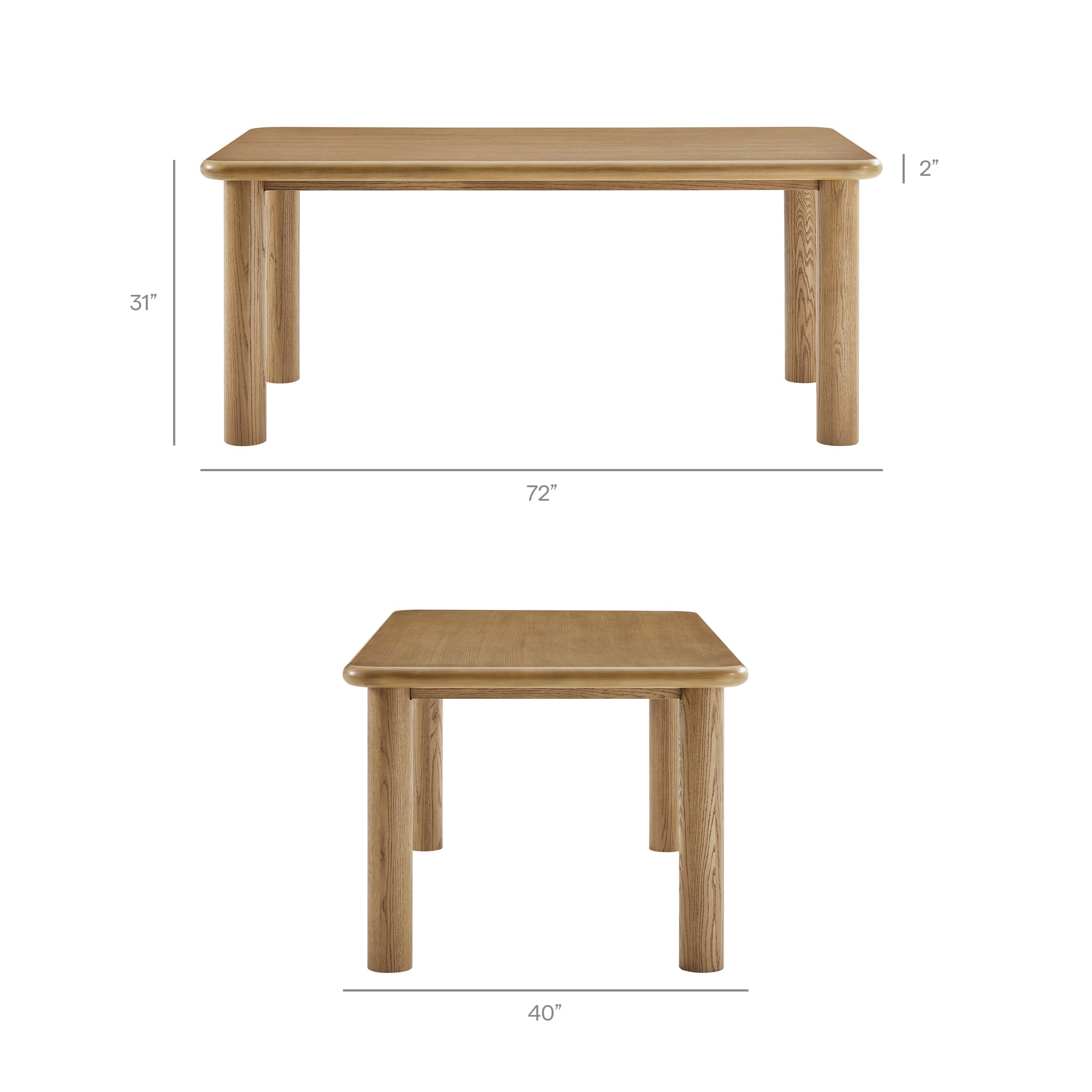Alvia 7-Piece Oak Wood Dining Table and Chairs Set by Modway