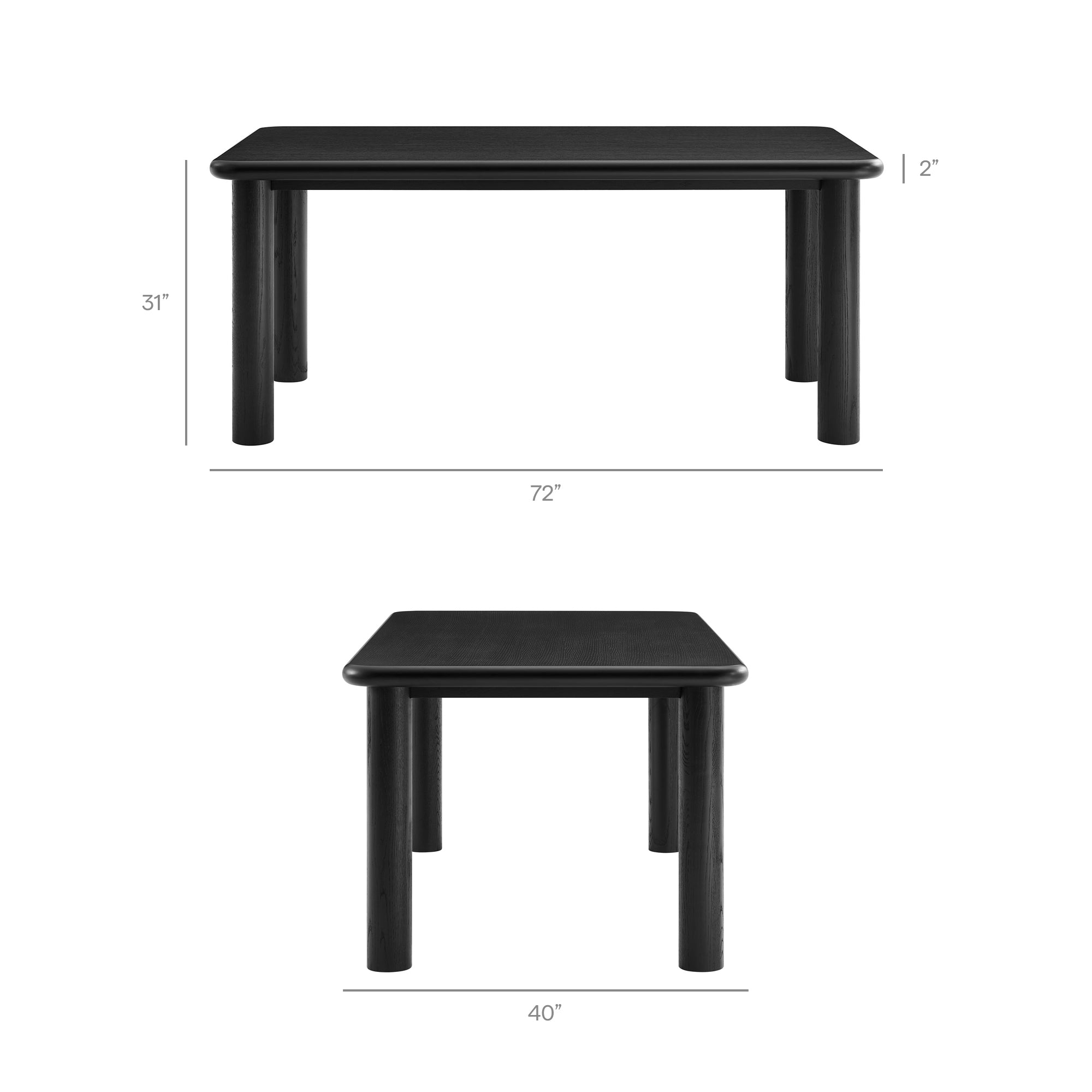 Alvia 3-Piece Oak Wood Dining Table and Benches Set by Modway