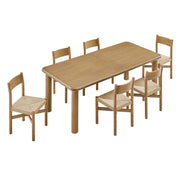Alvia 7-Piece Oak Wood Extendable Dining Table and Chairs Set by Modway