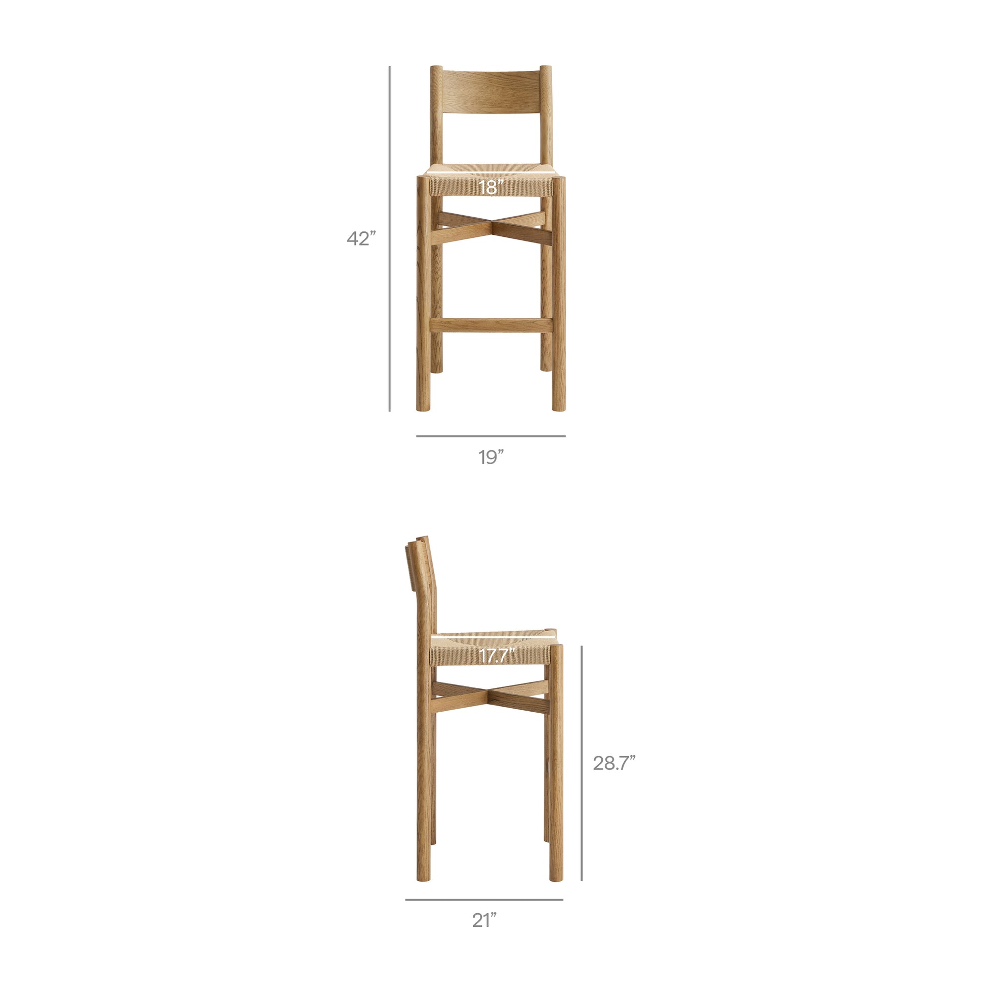 Alvia 3-Piece Round Oak Wood Bar Table With Bar Stools Set by Modway