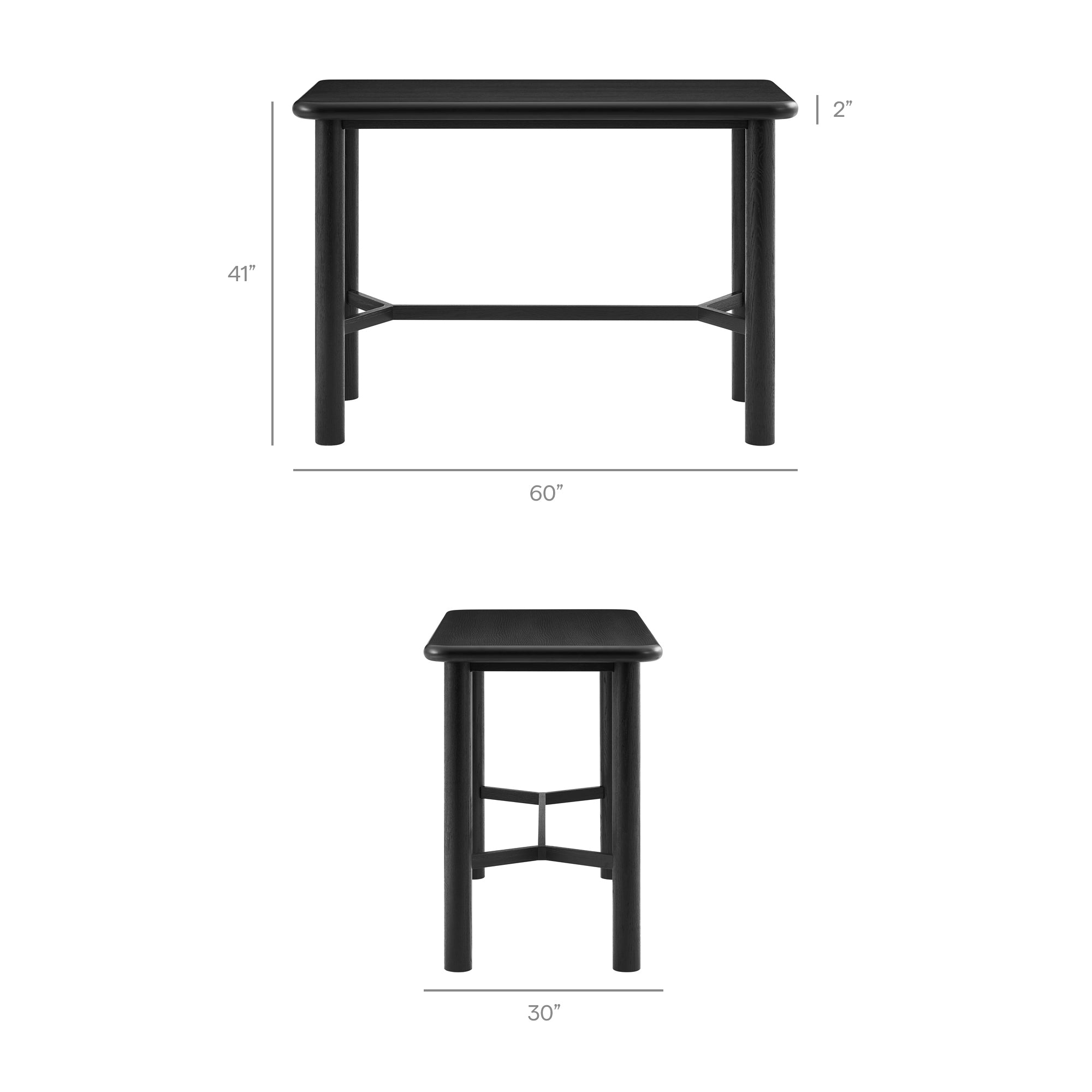 Alvia 5-Piece Rectangular Oak Wood Bar Table With Bar Stools Set by Modway