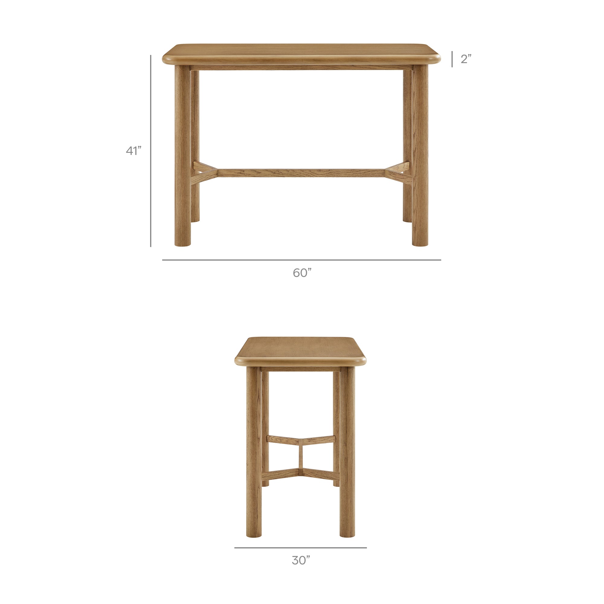 Alvia 5-Piece Rectangular Oak Wood Bar Table With Bar Stools Set by Modway