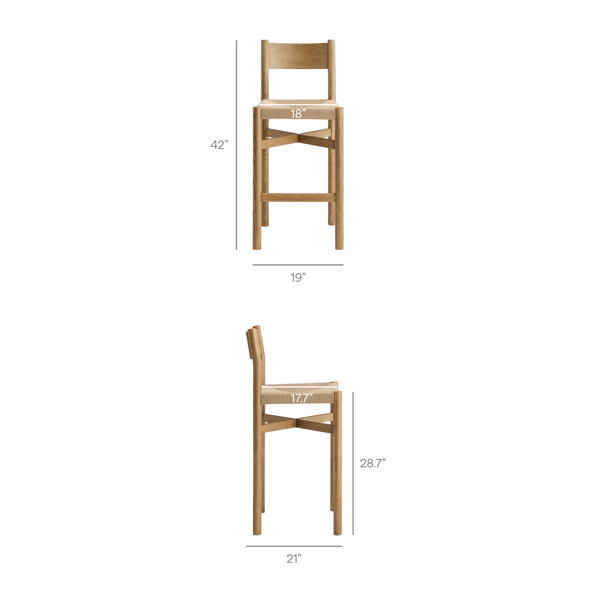 Alvia 5-Piece Rectangular Oak Wood Bar Table With Bar Stools Set by Modway
