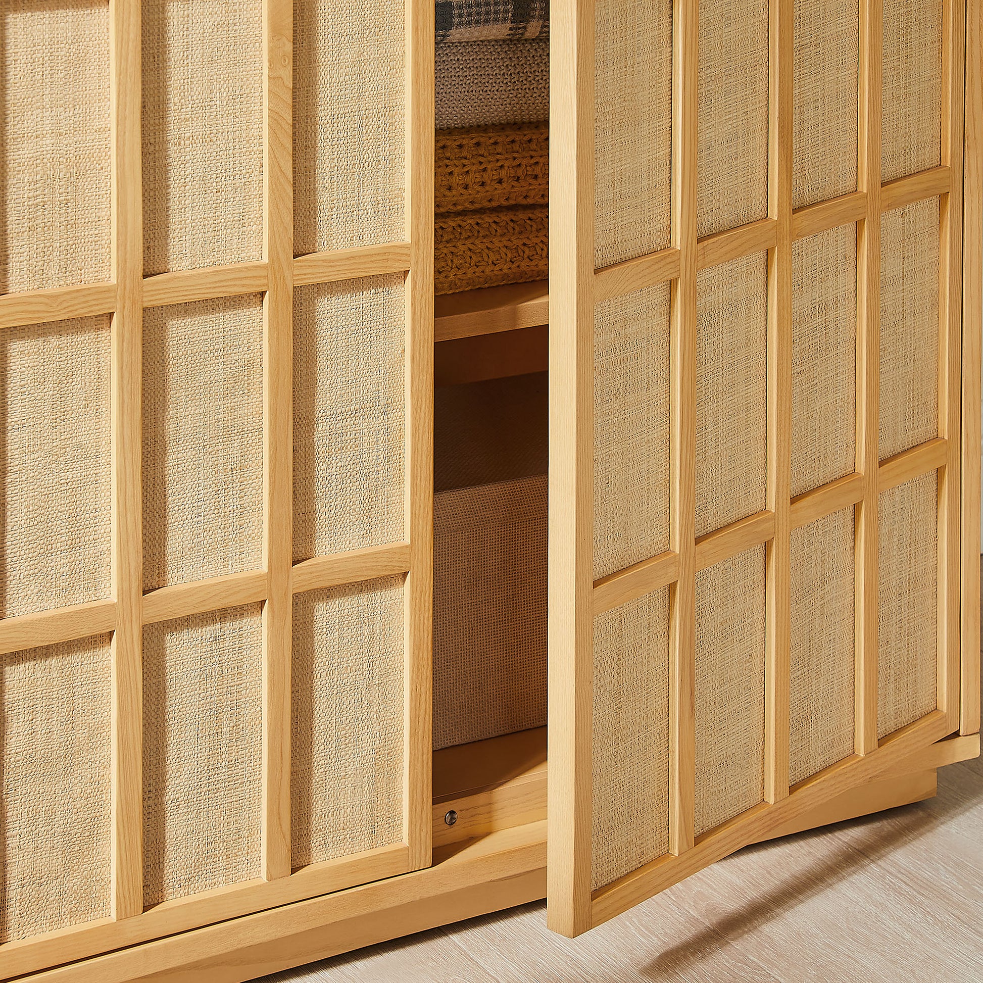 Aiko 64 Inch Tall Japandi Storage Cabinet
