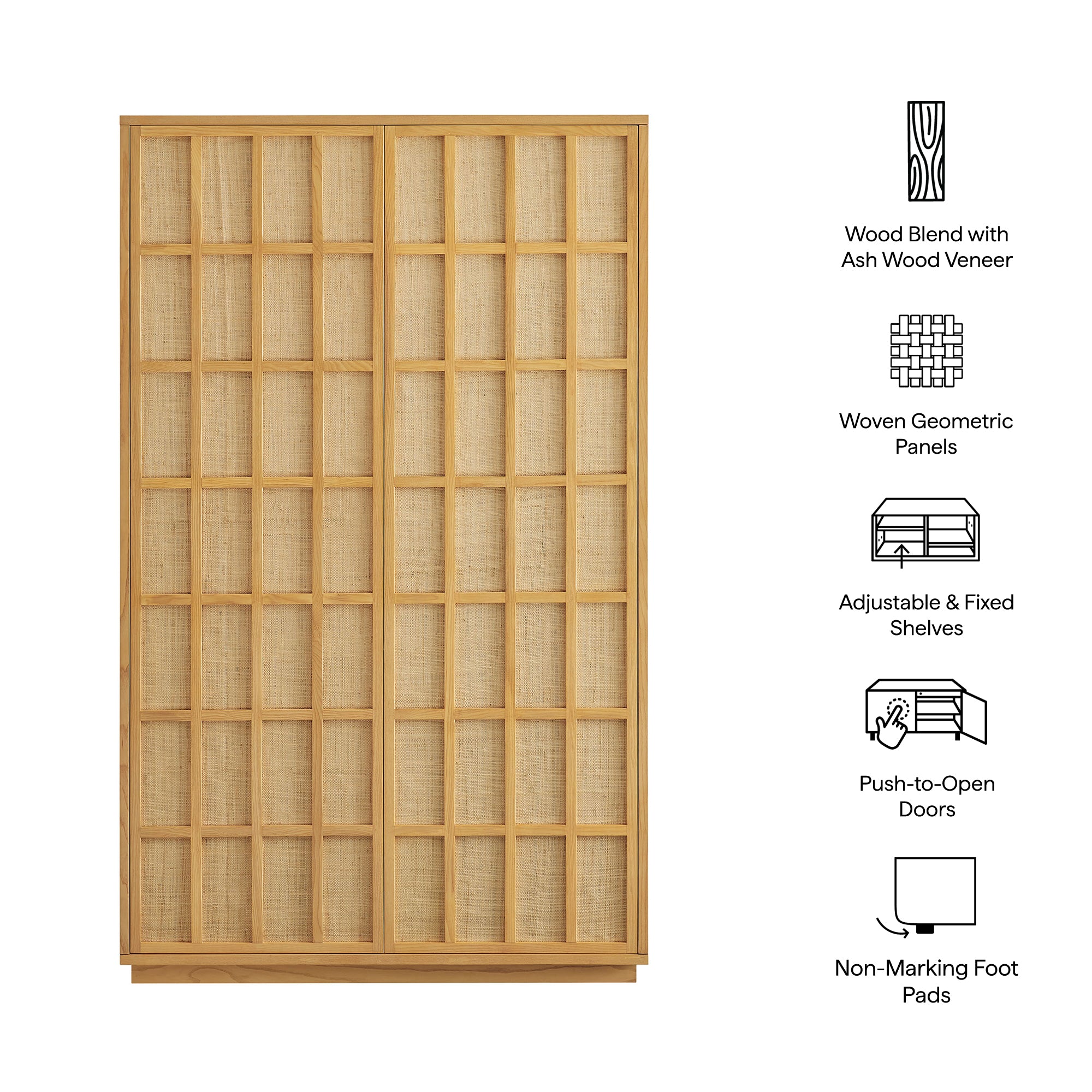 Aiko 64 Inch Tall Japandi Storage Cabinet