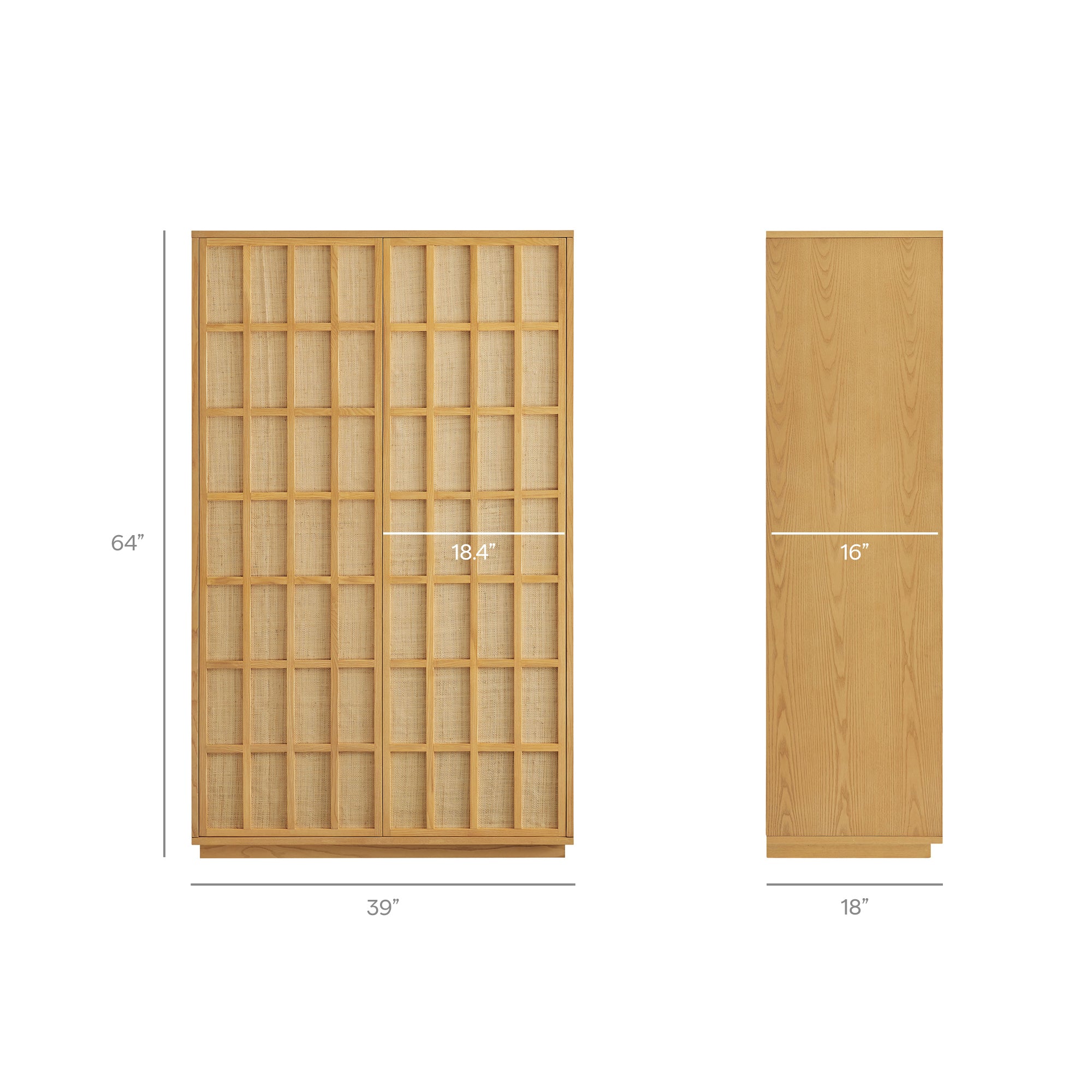 Aiko 64 Inch Tall Japandi Storage Cabinet