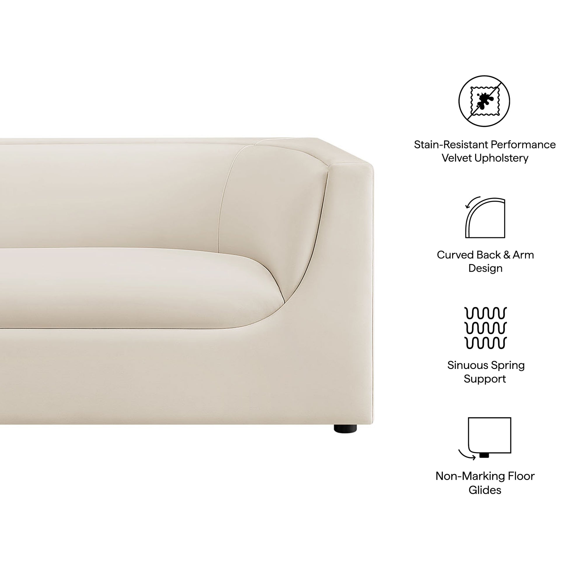 Hilda 86" Curved Back Performance Velvet Sofa - Chocolate Brown