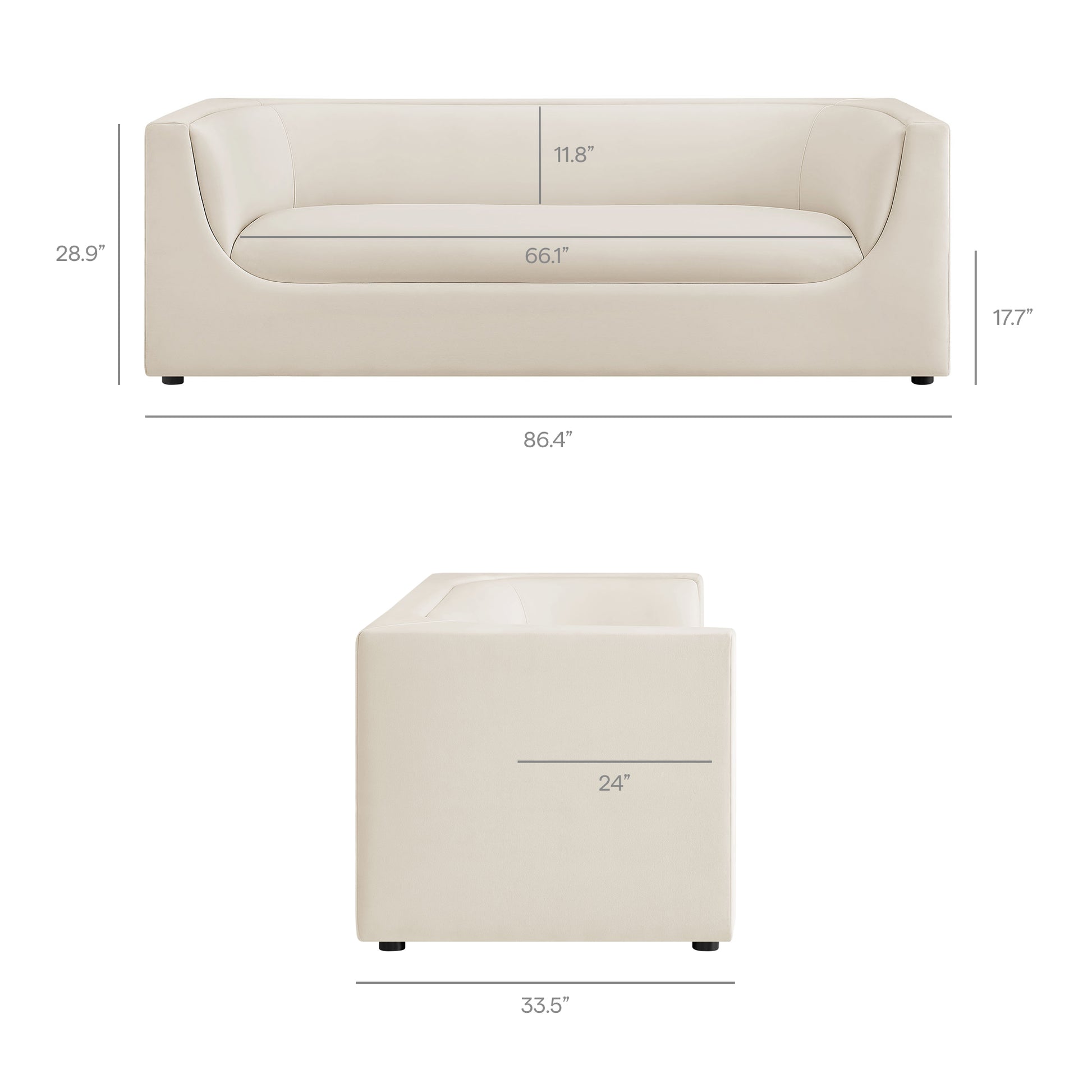 Hilda 86" Curved Back Performance Velvet Sofa - Mulberry