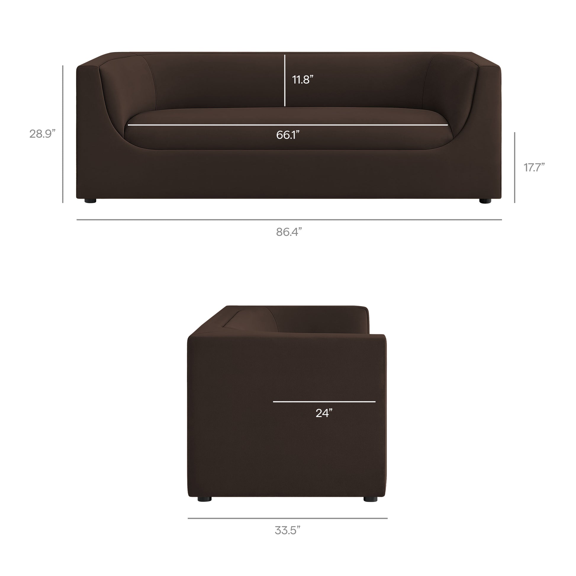 Hilda 86" Curved Back Performance Velvet Sofa