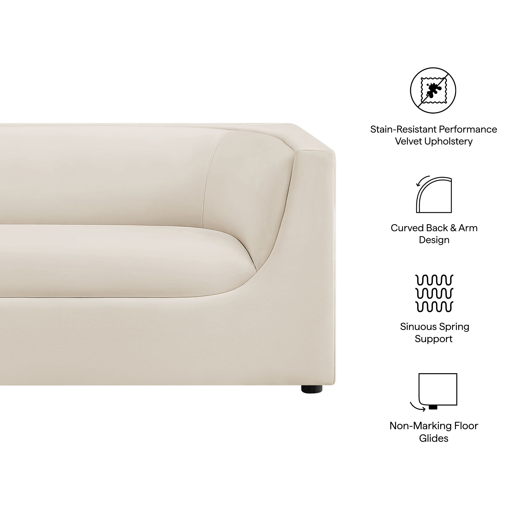 Hilda 67" Curved Back Performance Velvet Loveseat - Chocolate Brown