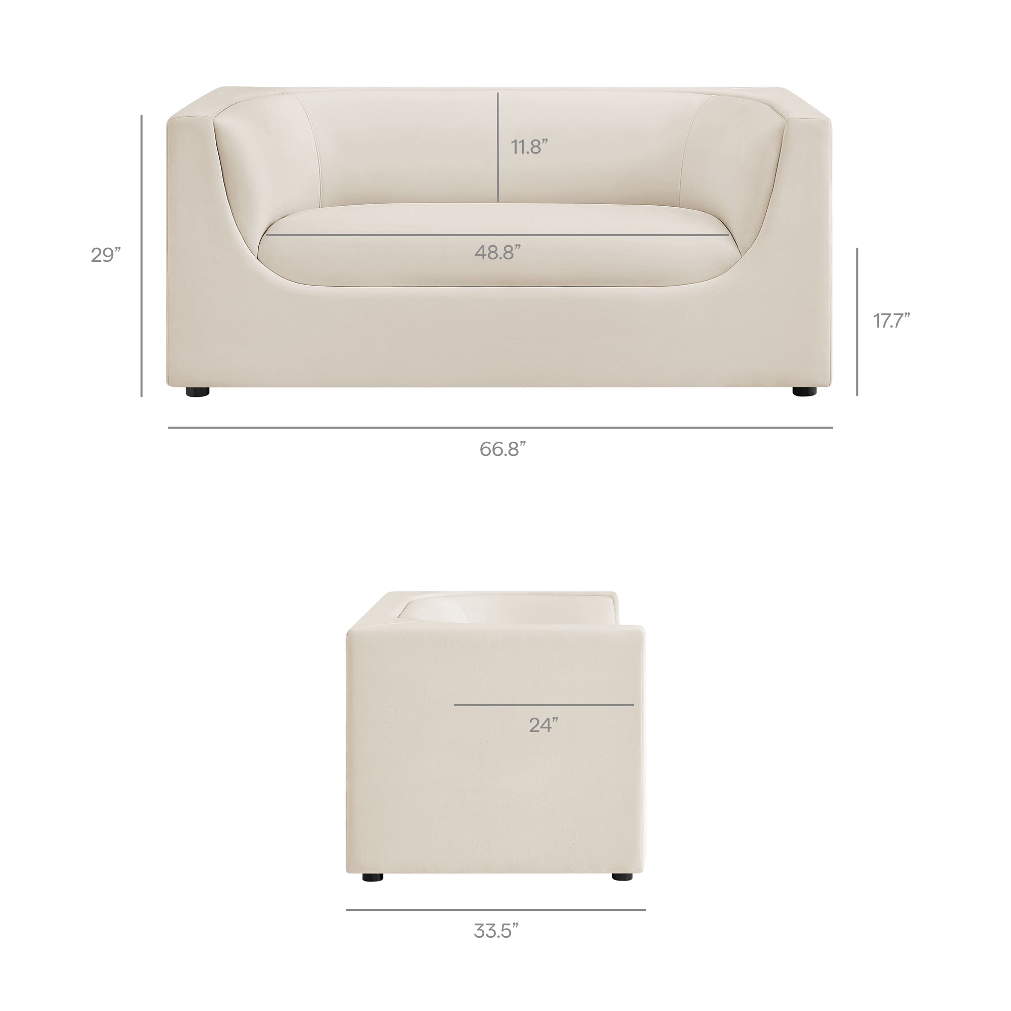 Hilda 67" Curved Back Performance Velvet Loveseat - Mulberry